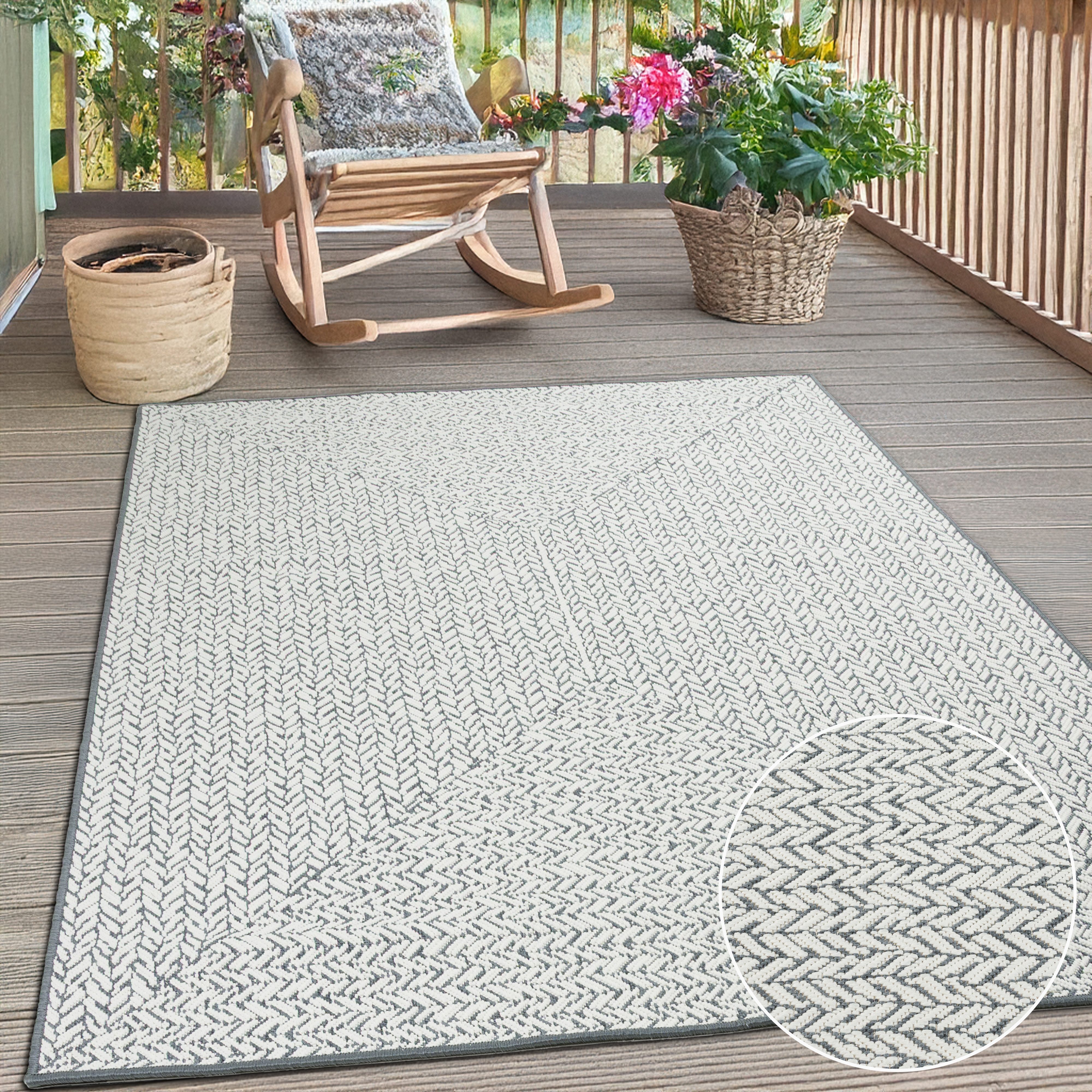 OTTO home Teppich Matts Wende-Teppich in Strick-Optik auch für Balkon und Terrasse, rechteckig, Höhe: 5 mm, In- und Outdoor geeignet, Wetterfest & UV-beständig