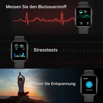 BRIBEJAT Smartwatch (1,75 Zoll, Android iOS), Herren Wählen/Anrufe Annehmen 2,5D HD Gebogener Bildschirm Armbanduhr