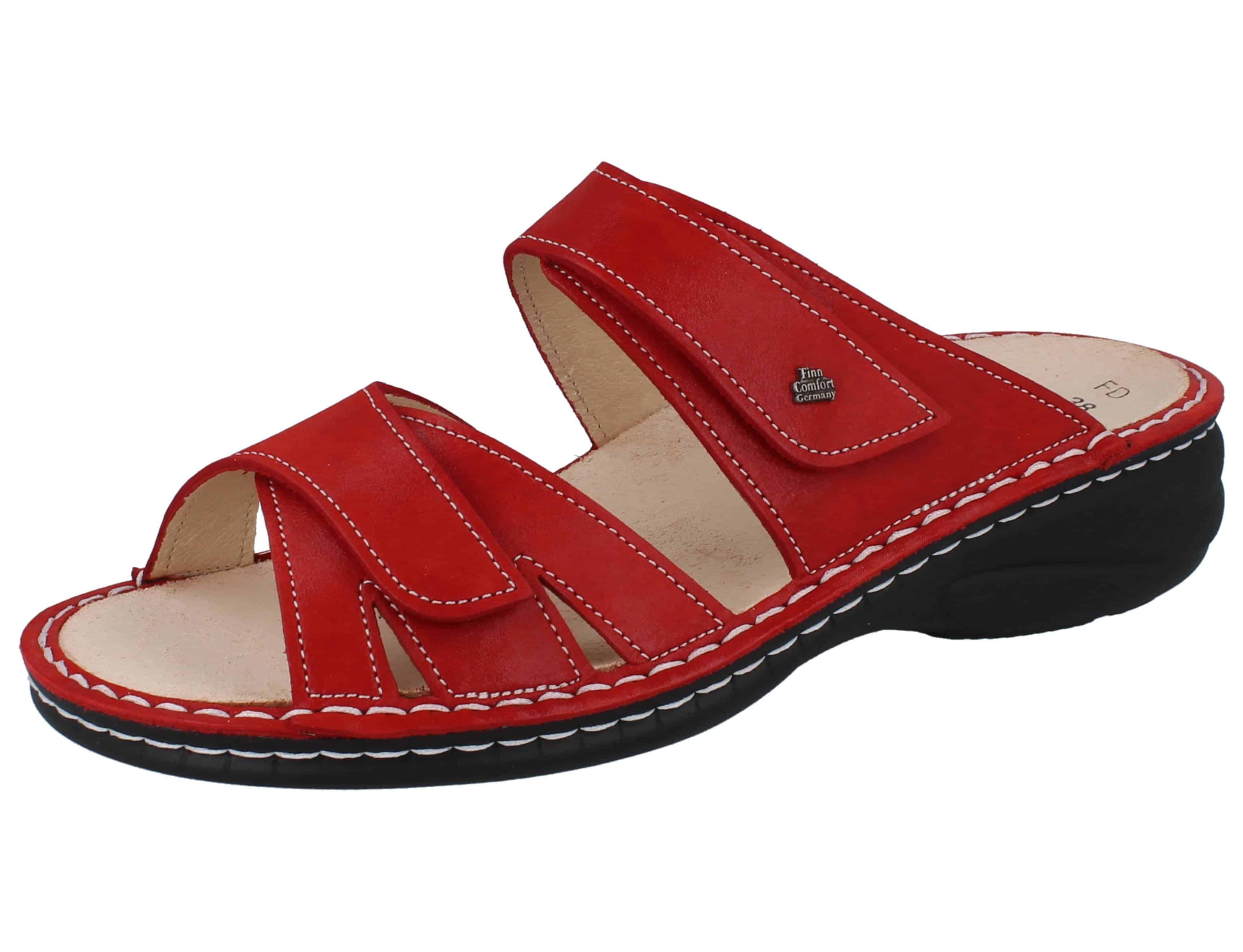 FINN COMFORT Kimbe Damen Pantolette rot Leder - Größe: 42 Pantolette