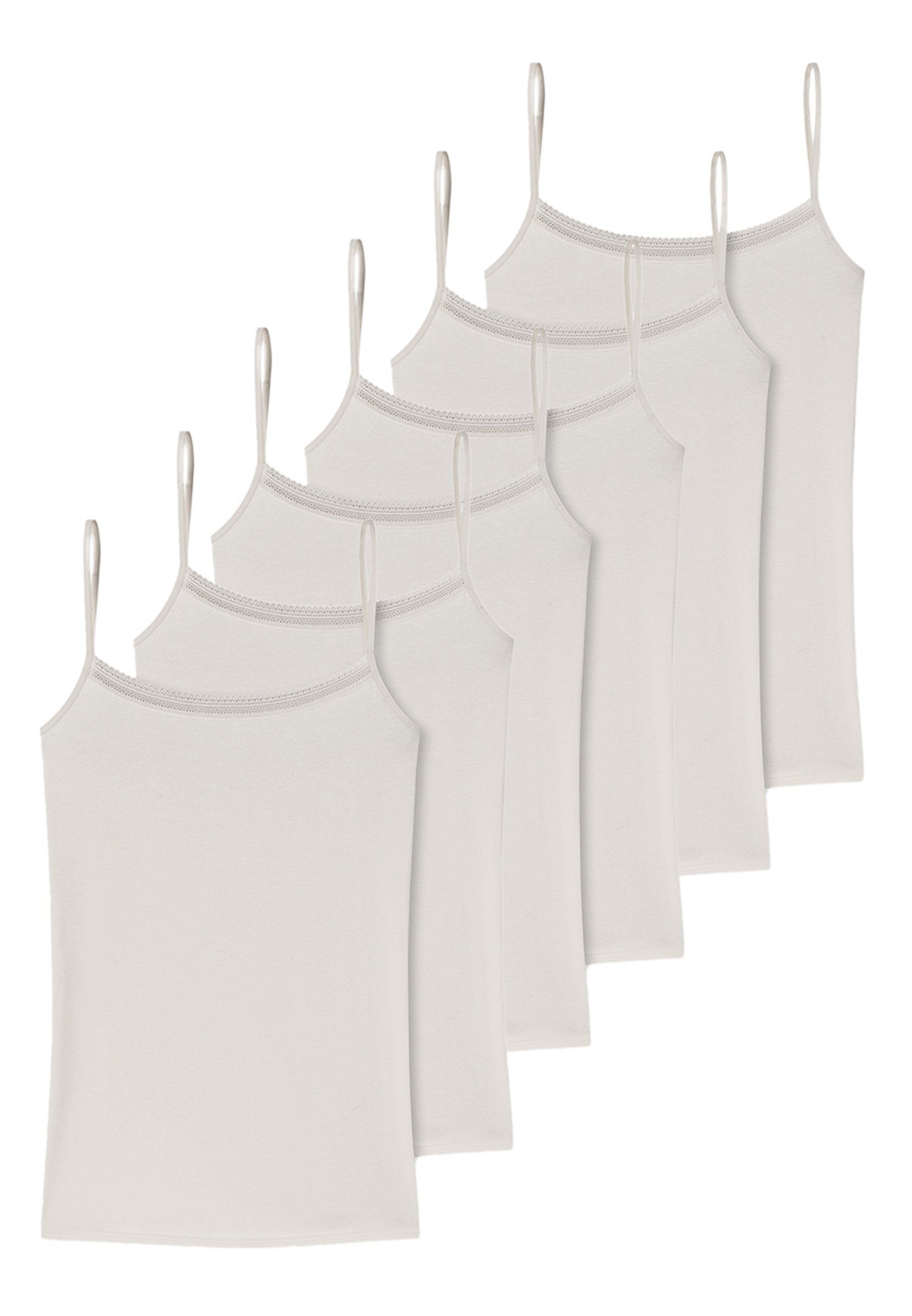 Schiesser Unterhemd 6er Pack Cotton Lace (Spar-Set, 6-St) Spaghetti Top - Baumwolle - Spitze am Dekolleté Sand