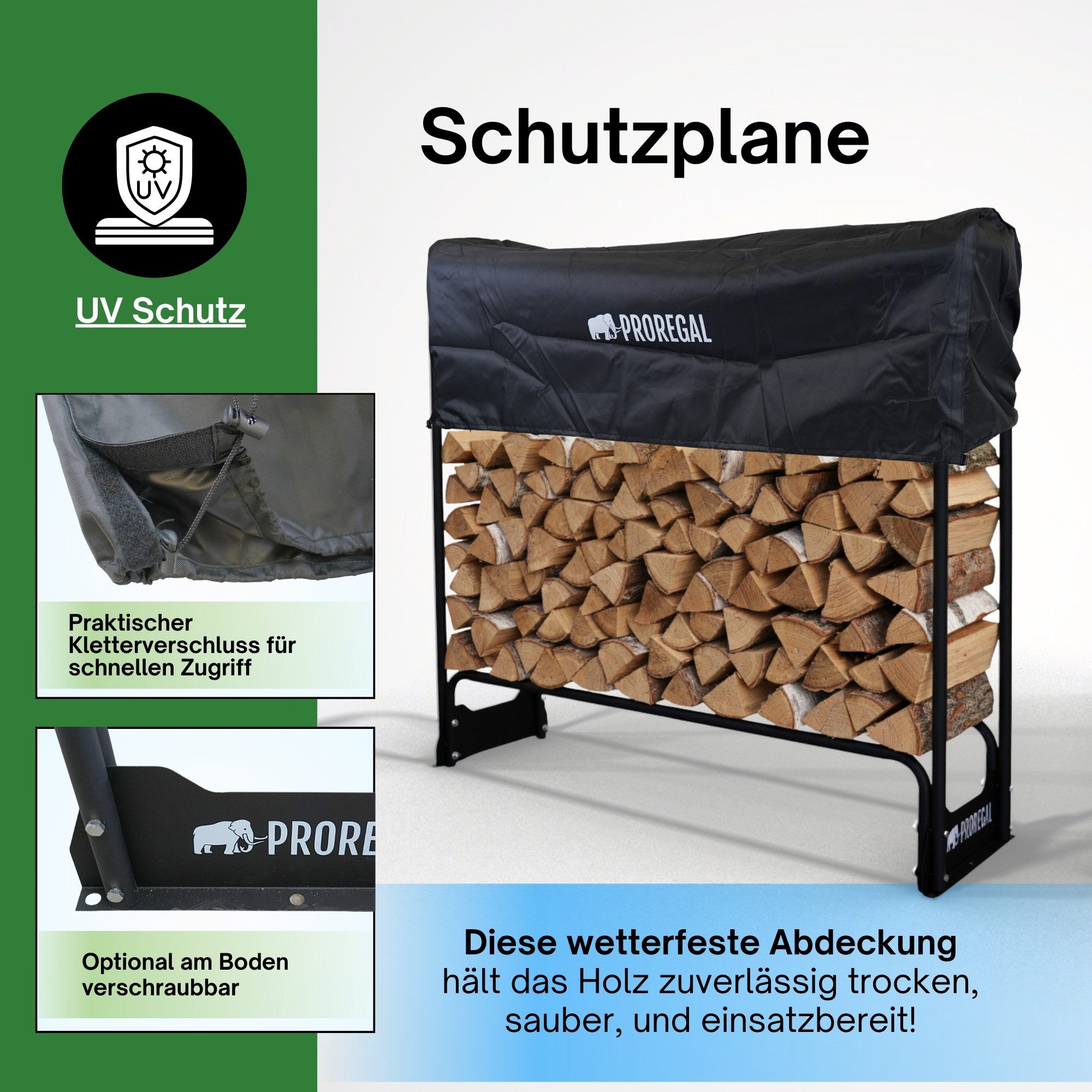 PROREGAL® Kaminholzregal Kaminholzregal für außen, BxTxH:130x36x130 cm, Wetterfester Holzunterstand Kaminholzlager Brennholzregal – Bild 5 von 5