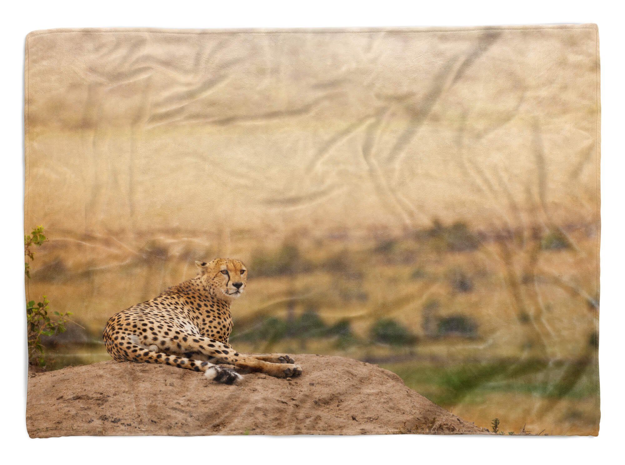 Handtücher Handtuch Strandhandtuch Saunatuch Kuscheldecke mit Tiermotiv Gepard Afrika Sava, Baumwolle-Polyester-Mix (1-St), Handtuch