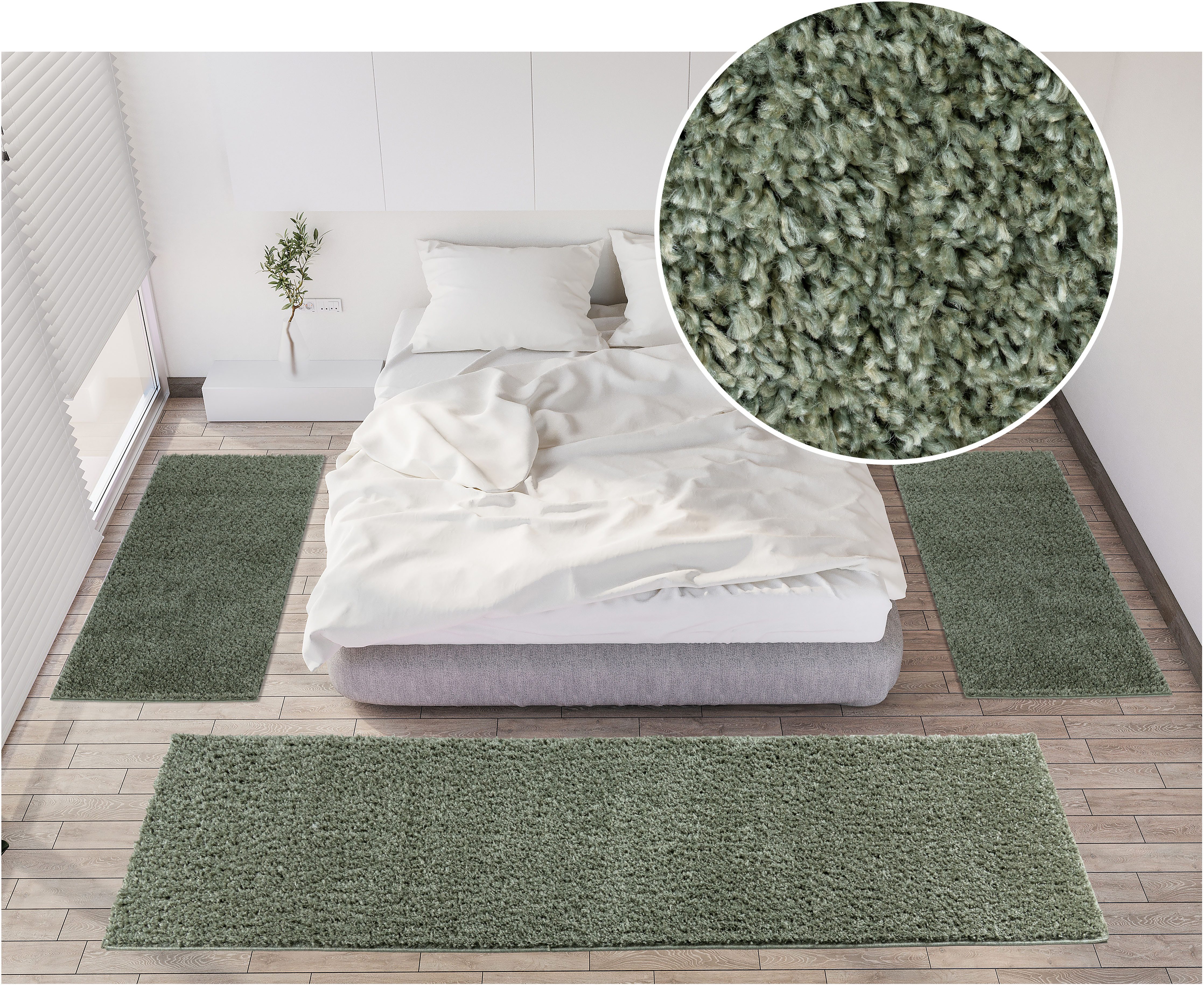 Bruno Banani Bettumrandung Shaggy Soft, Höhe 30 mm, (3-tlg), gewebt, Uni-Fa günstig online kaufen