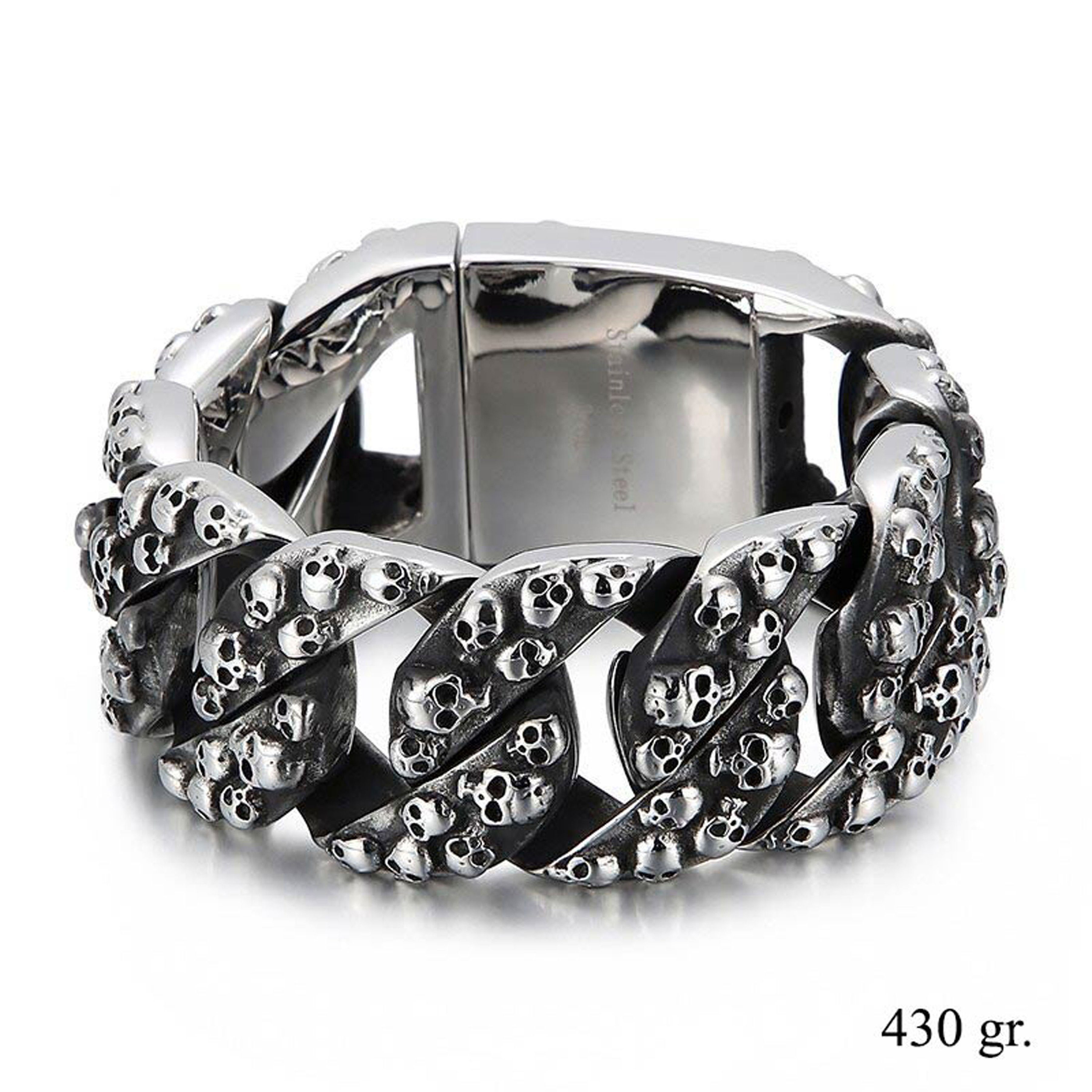 UNIQAL.de Edelstahlarmband Panzerarmband Herren "SKULL MONSTER" Totenkopf Skull Armband Schädel (Edelstahl, Casual Style, Biker, Rocker, Handgefertigt in Deutschland)