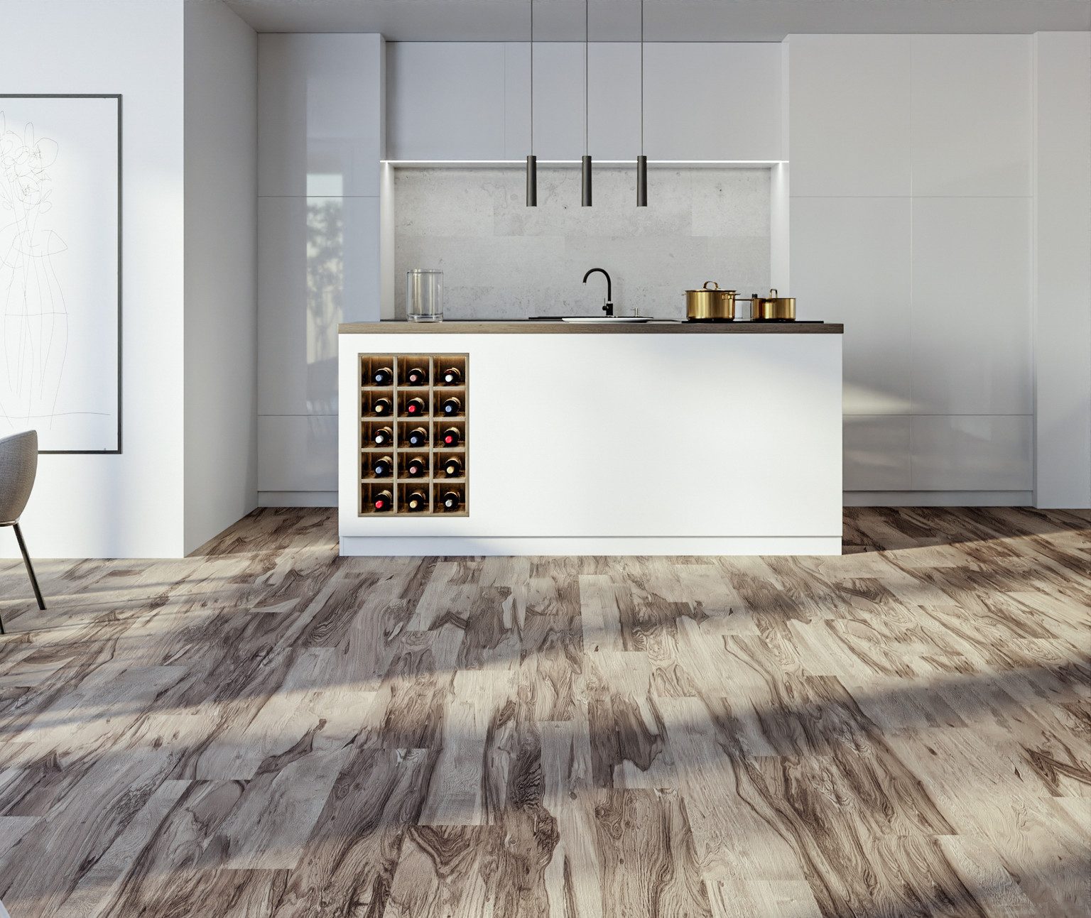HORI Vinylboden HORI Klick-Hartvinylboden Rigid SPC Landhausdiele, Klicksystem, Landhausdielenoptik, für Fußbodenheizung geeignet, Rigid SPC, Klicksystem, Landhausdiele, strukturiert