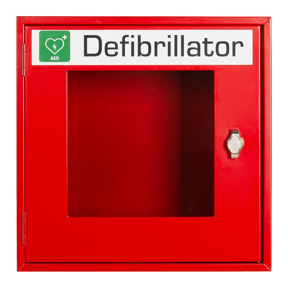 Steelboxx Mehrzweckschrank AED Defibrillator Schrank Metall verplombbar 400x400x200 mm rot (1-St) Mehrzweckschrank abschließbar