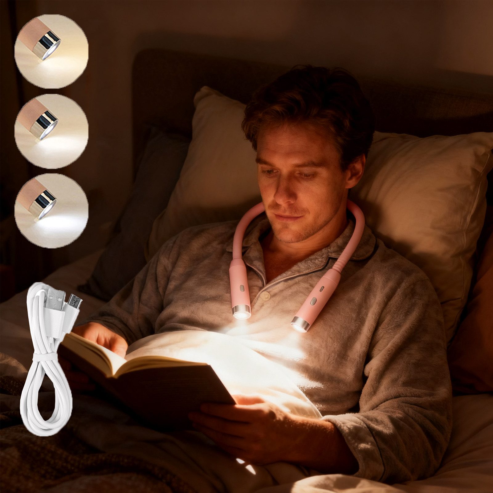 LED Leselampe LED Leselampe Nacken,USB-Aufladung,LED Leseleuchte,3 Helligkeiten