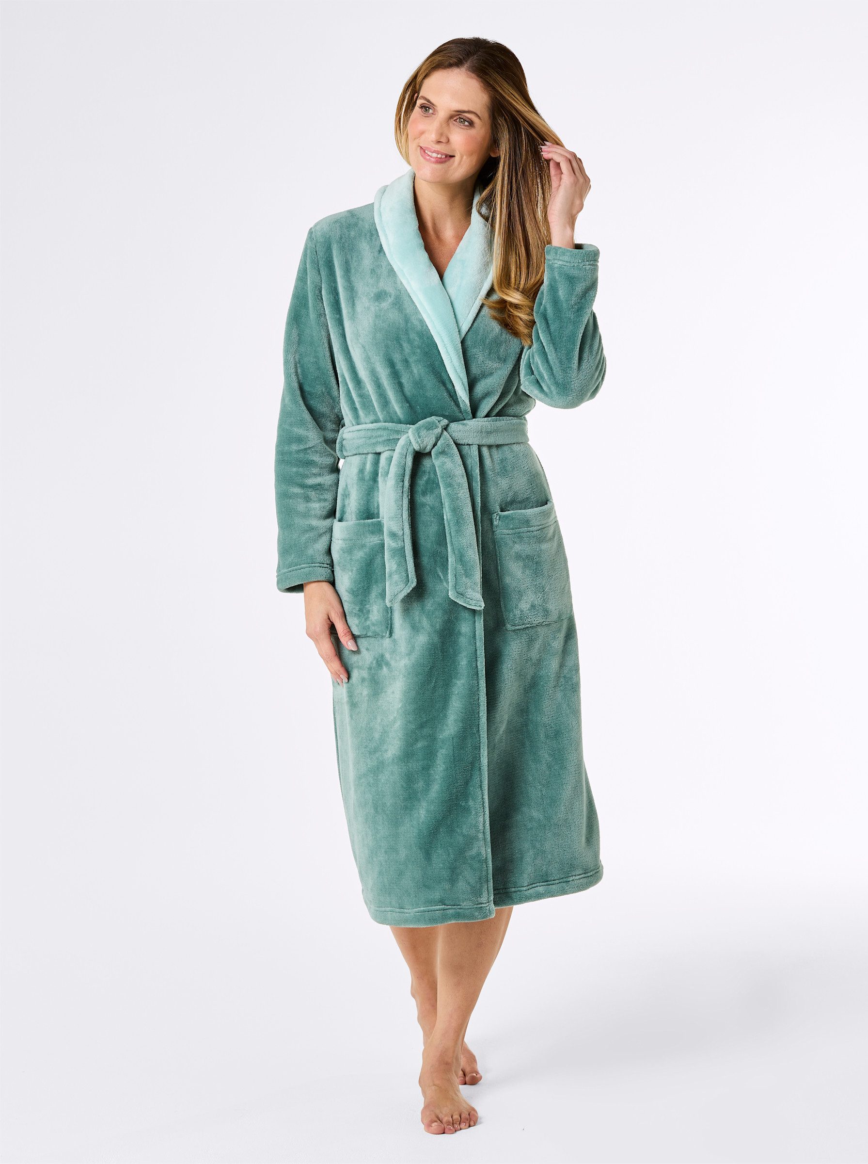 Witt Morgenmantel Morgenmantel Langarm, Polyester, Bindeband, Fleece