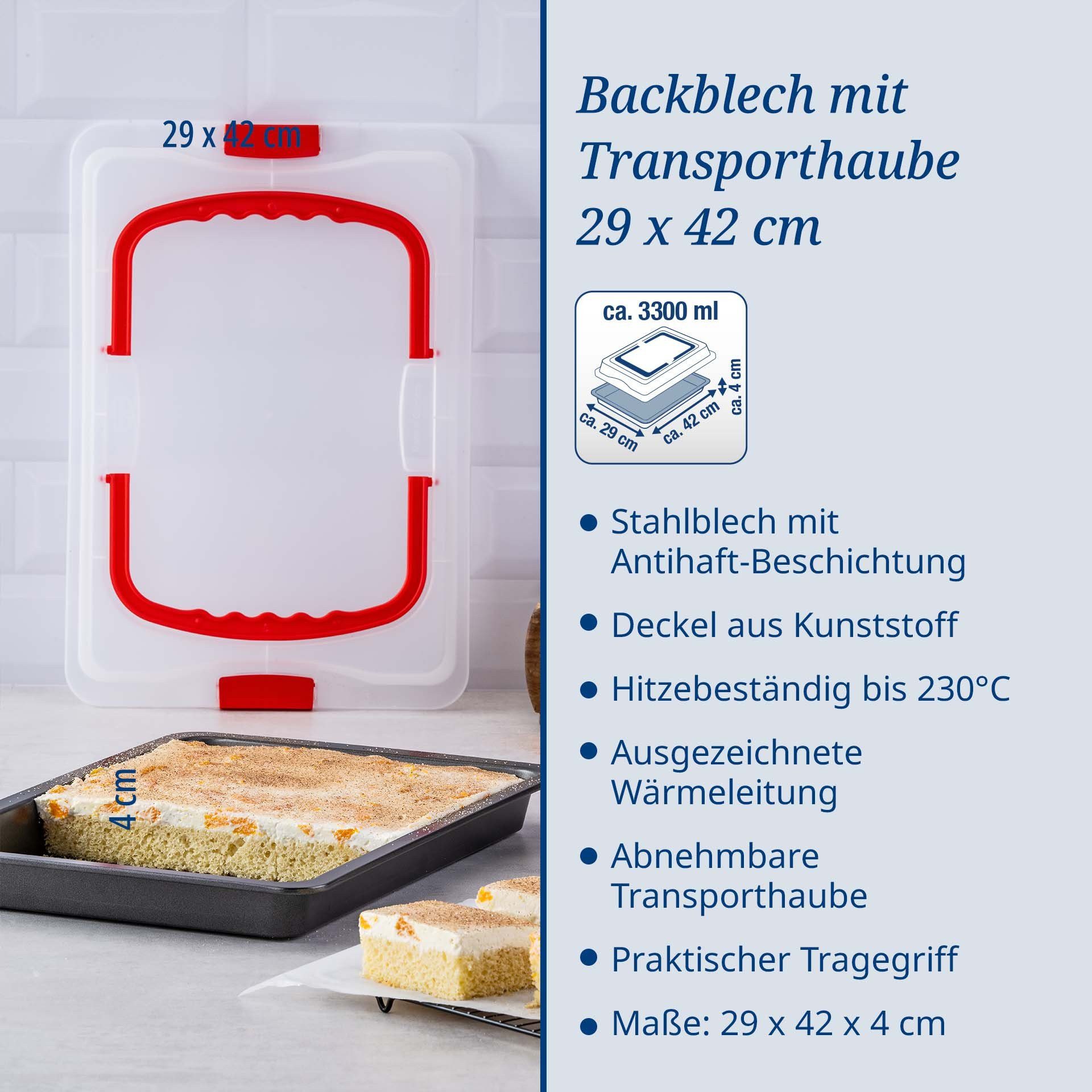 Dr. Oetker Küchenhelfer Backblech mit Transporthaube & Griffen
