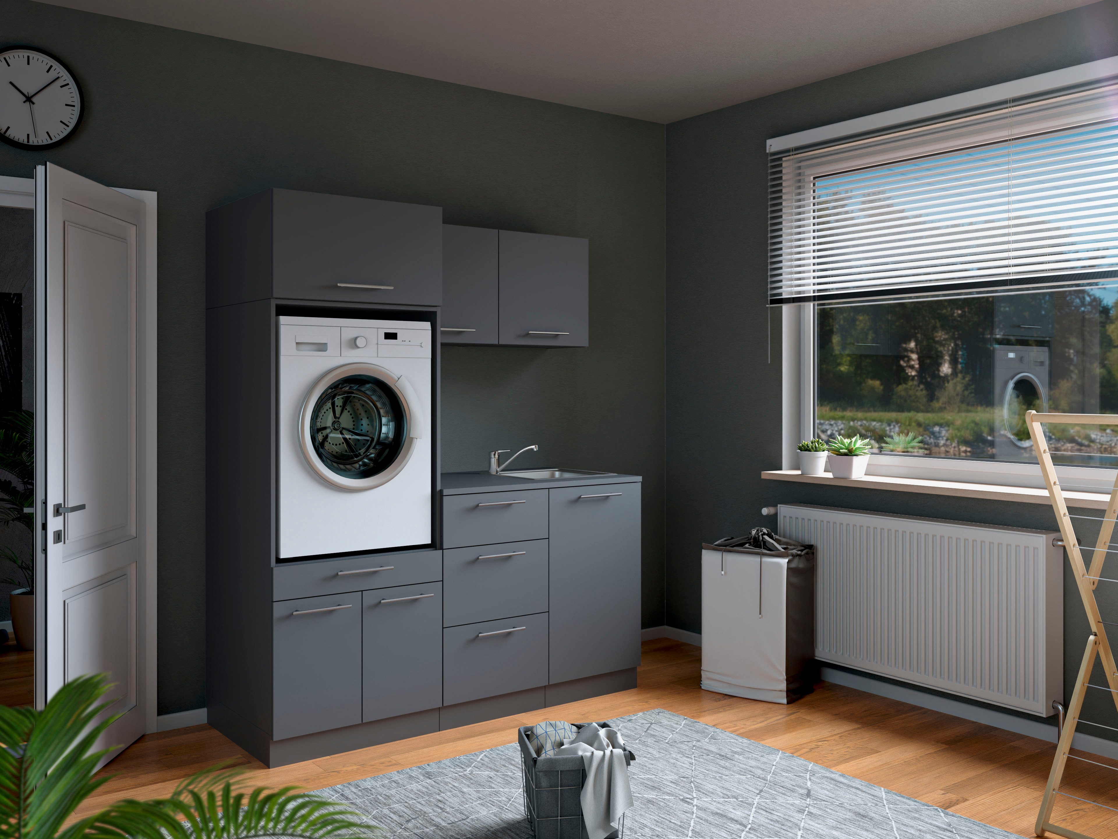 Laundreezy Mehrzweckschrank-Set Laundreezy, 6-tlg. Mehrzweckschrank-Set B/H/T 168/238/68 cm, (6-St), Breite 168 cm, Soft-Close-Funktion für Türen