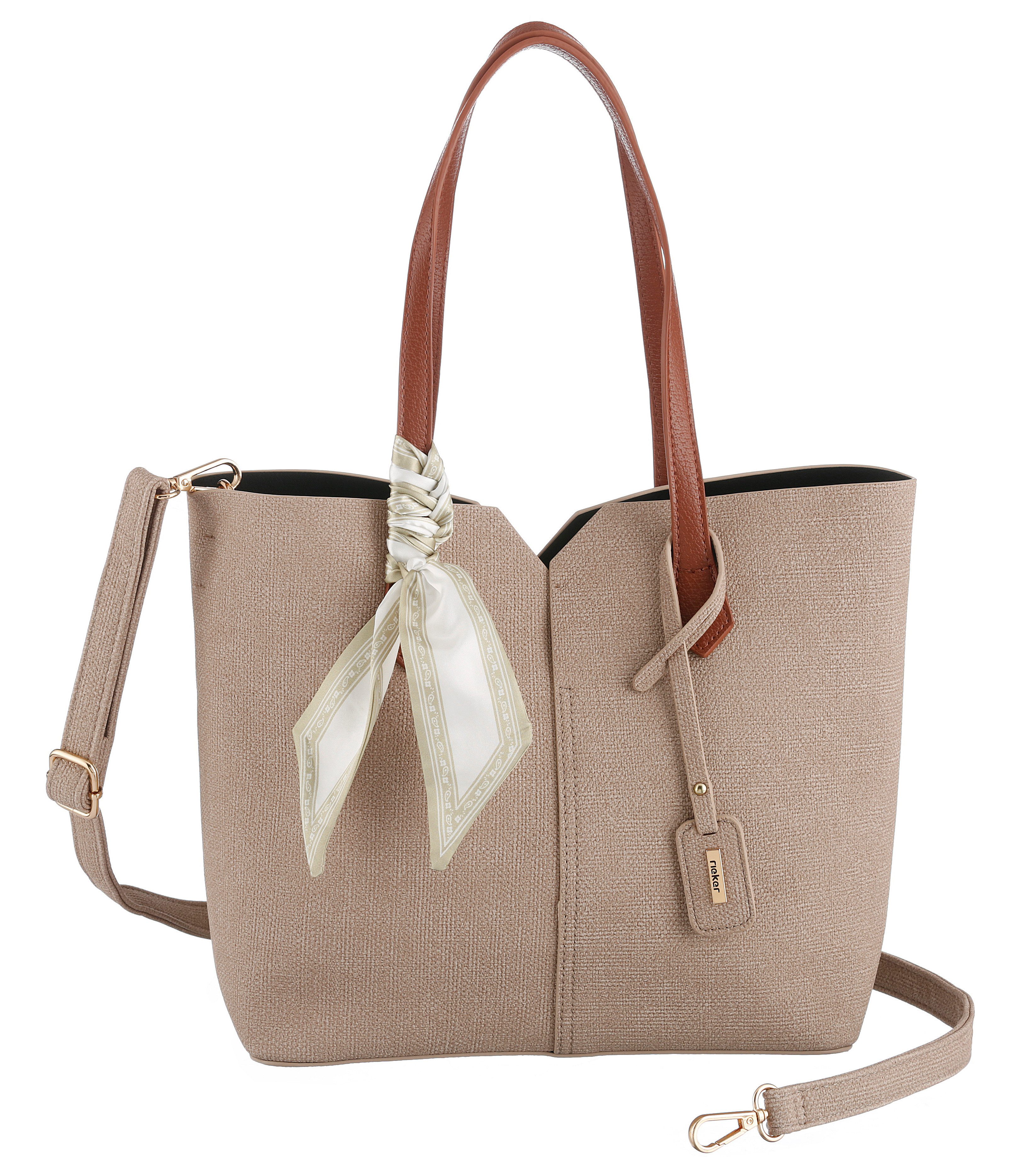 Rieker Shopper, Henkeltasche, Schultertasche Damen mit abnehmbarem Logo-Anhänger