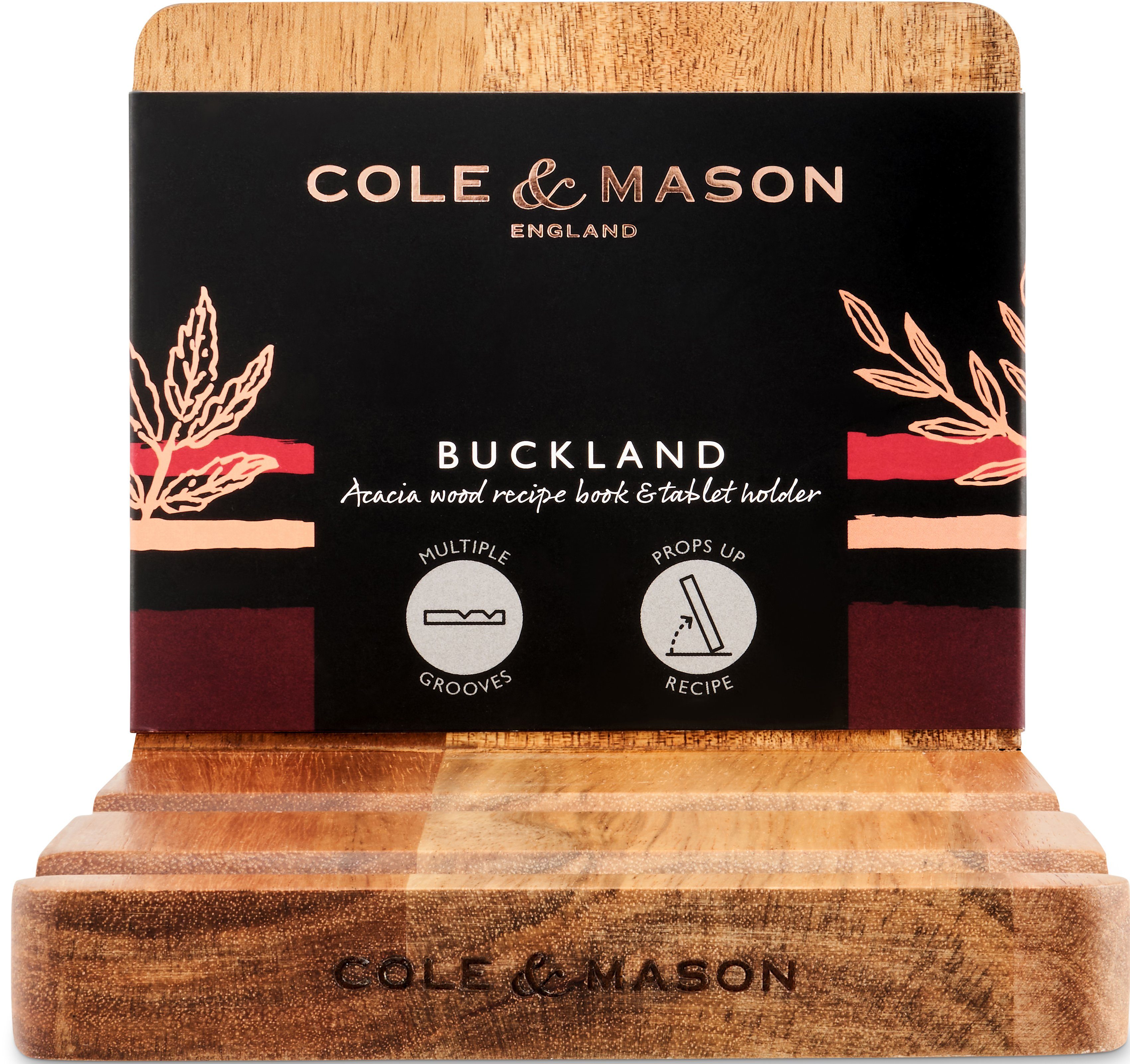 Cole & Mason Kochbuchhalter aus von Größe Tablets Buckland, Akazienholz und verschiedene für Büchern