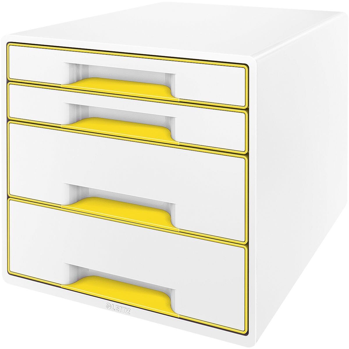 LEITZ Schubladenbox WOW Cube 5213, mit 4 Schubladen, geschlossen, stapelbar gelb metallic