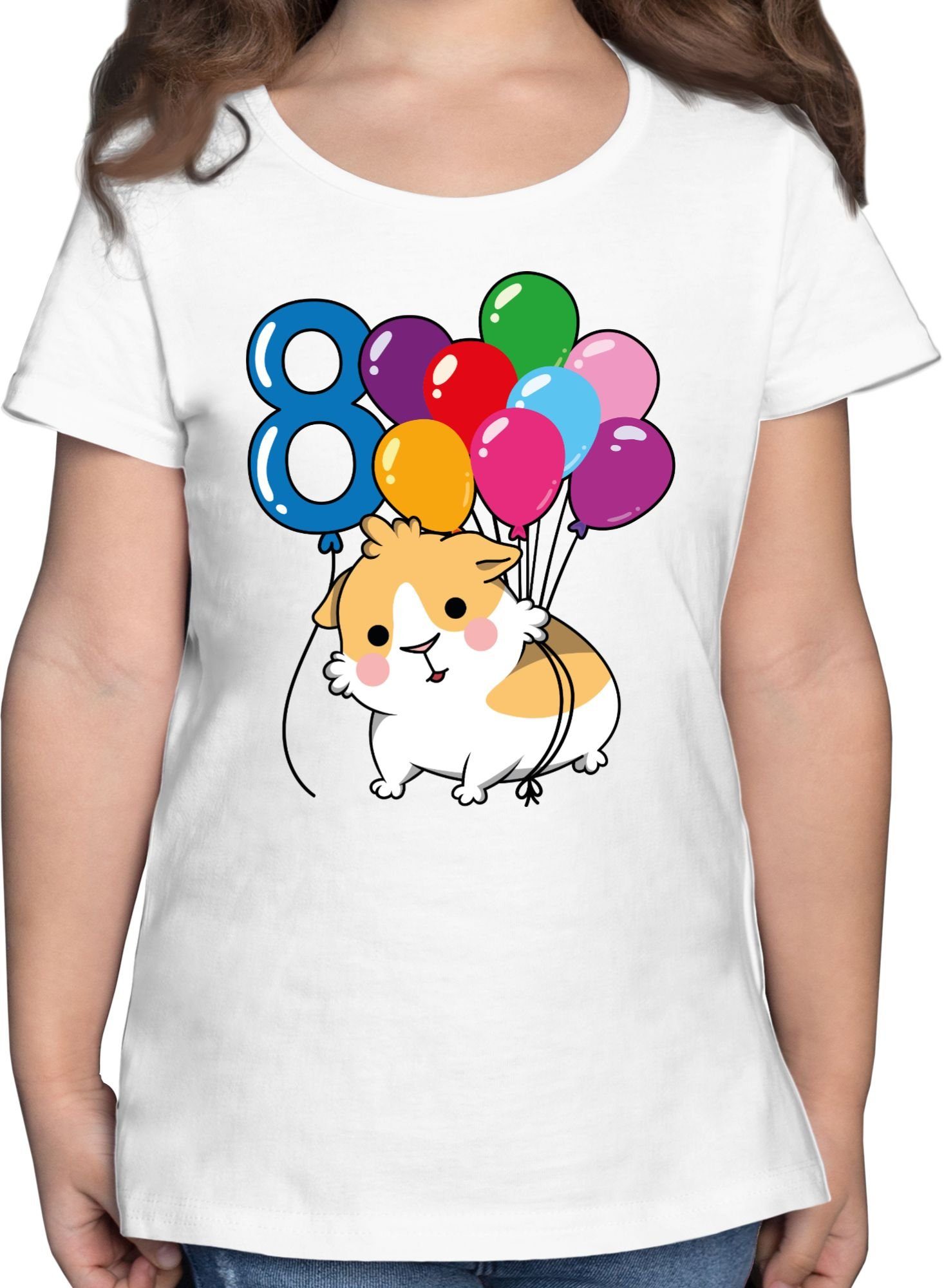 Shirtracer T-Shirt Meerschweinchen Acht - 8. Kinder - T-Shirt 1 t Mädchen mädels Geburtstag shirt kindershirt Weiß kinder - - tshirt meerschweinchen