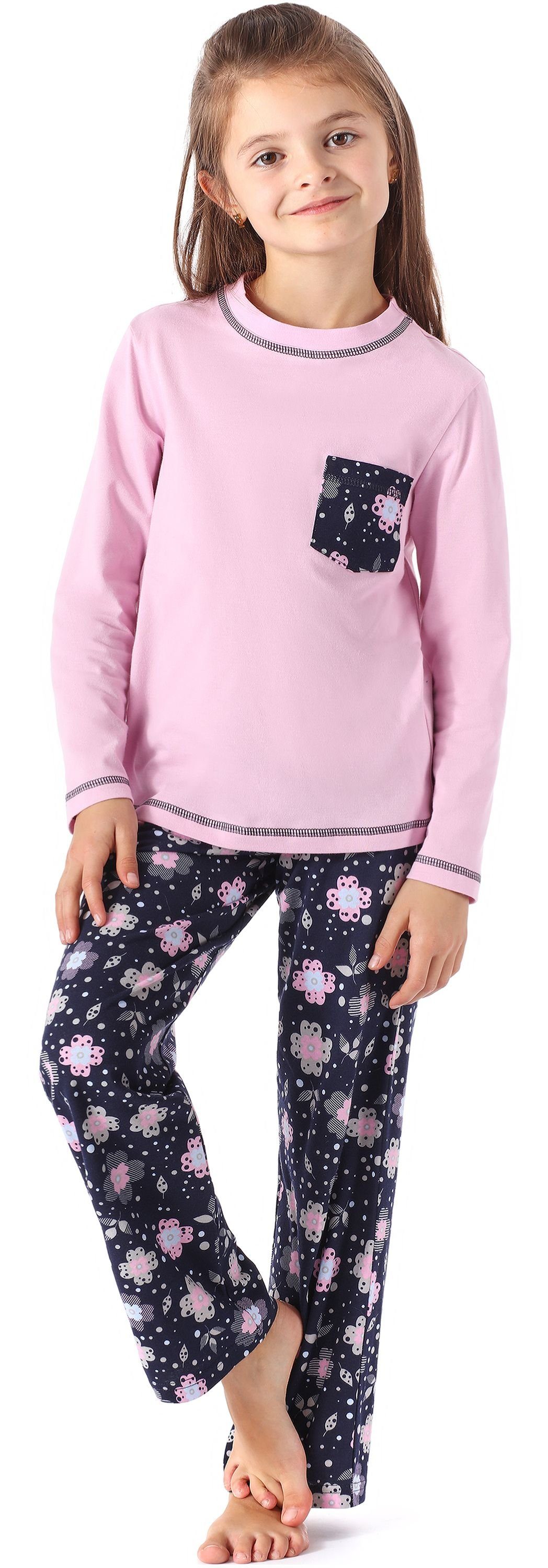 Merry Style Schlafanzug Mädchen Schlafanzug MS10-215 Rosa/Blumen