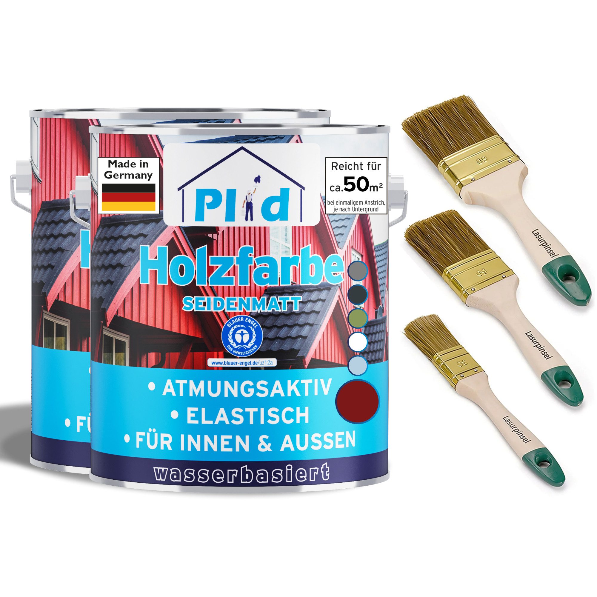 plid Holzlack Premium Holzfarbe Holzlack Farbe für Holz Pinsel, Schnelltrocknend, verarbeitungsfertig