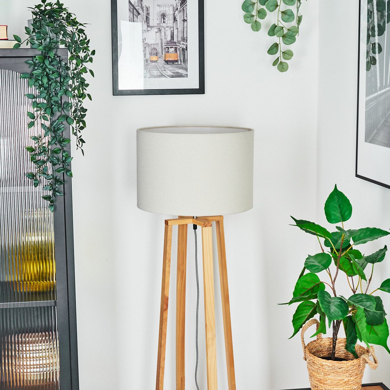 hofstein Stehlampe Stehlampe aus Holz/Metall im günstig online kaufen