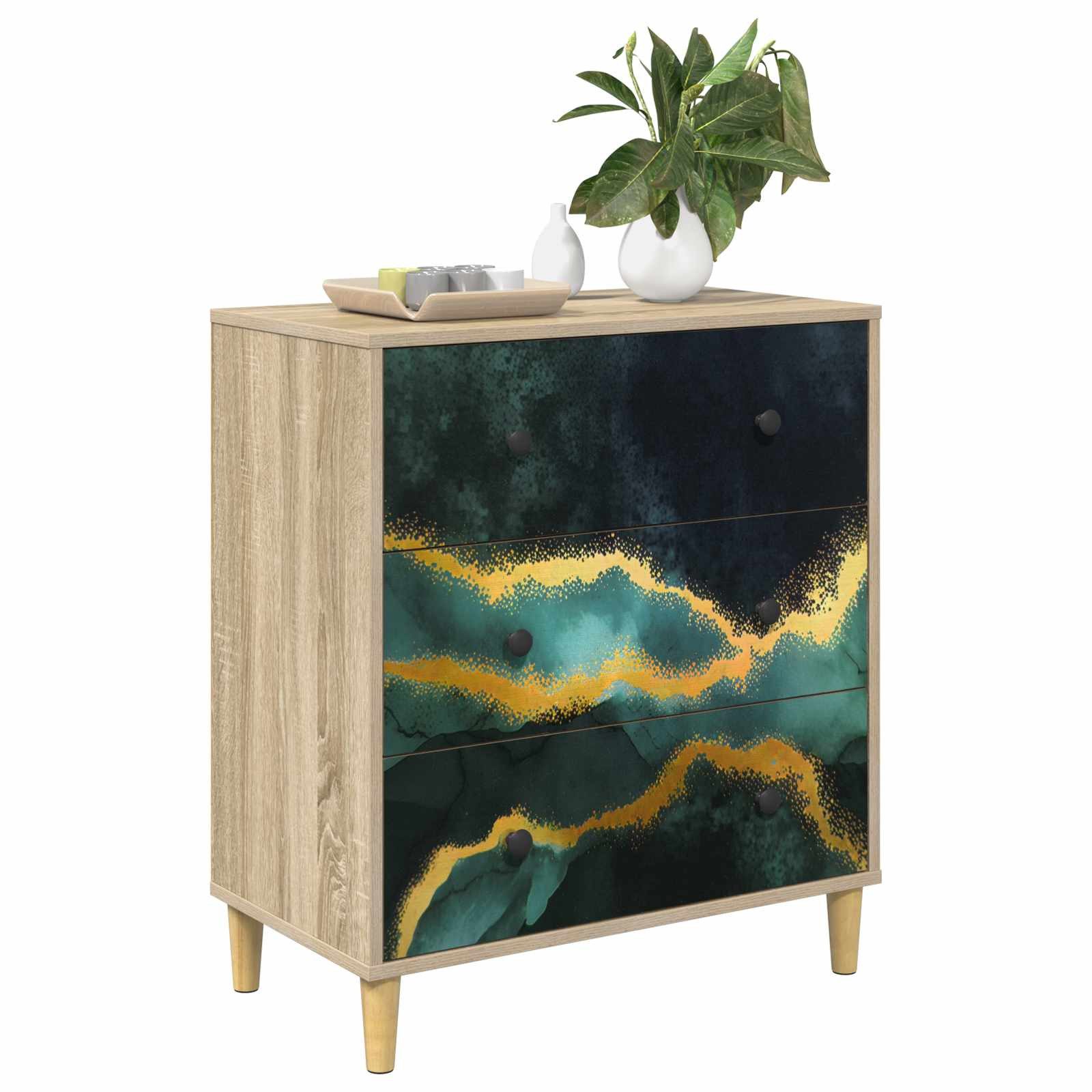 vidaXL Kommode 66 x 36,5 x 75 cm Kommode Schubladenschrank Sideboard WIJHE Türkis mar