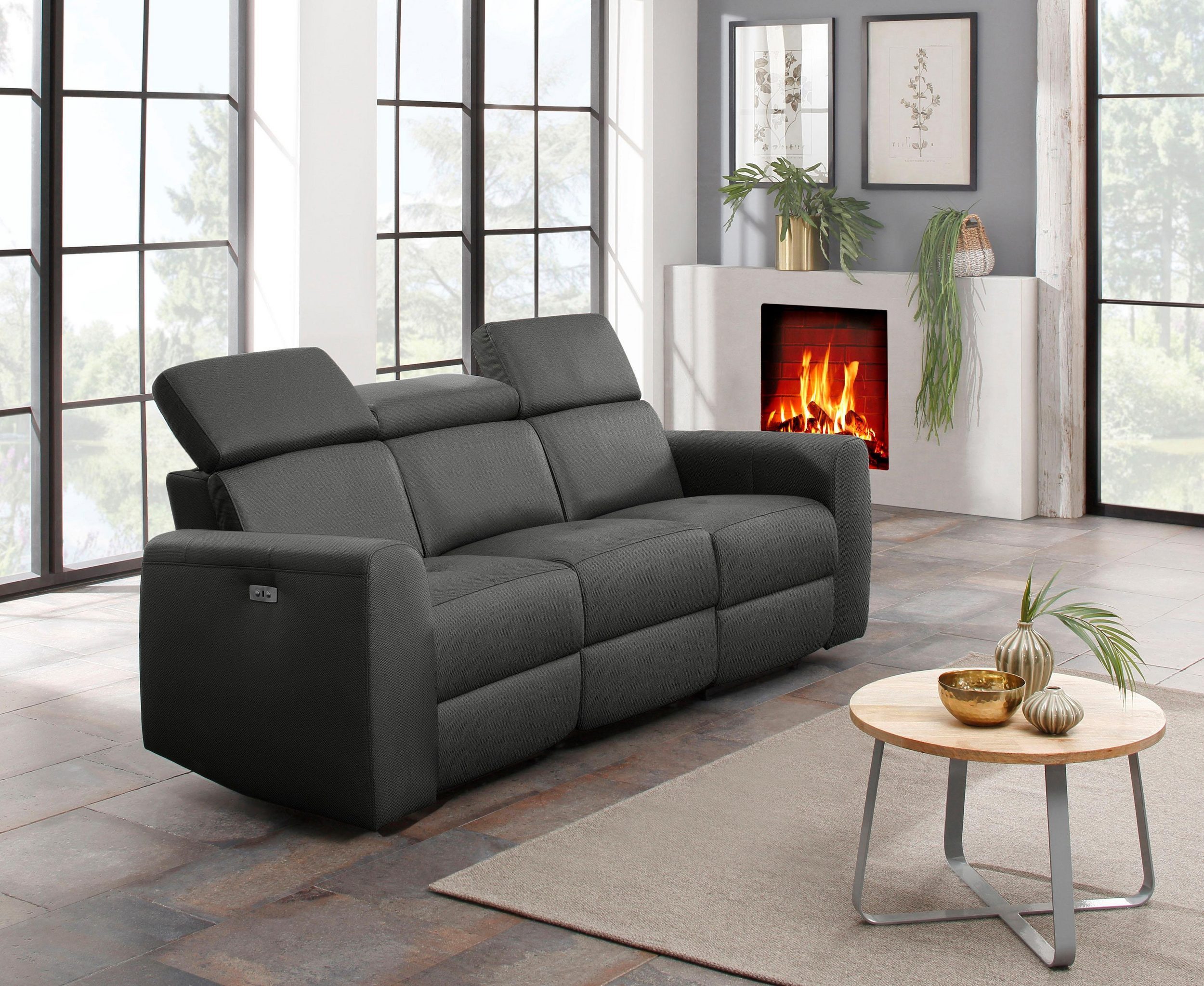 loft24 3-Sitzer Capri - Sofa Couch Polstermöbel, Sofa, Couch mit Relaxfunktion, USB Anschluss, Breite 216 cm