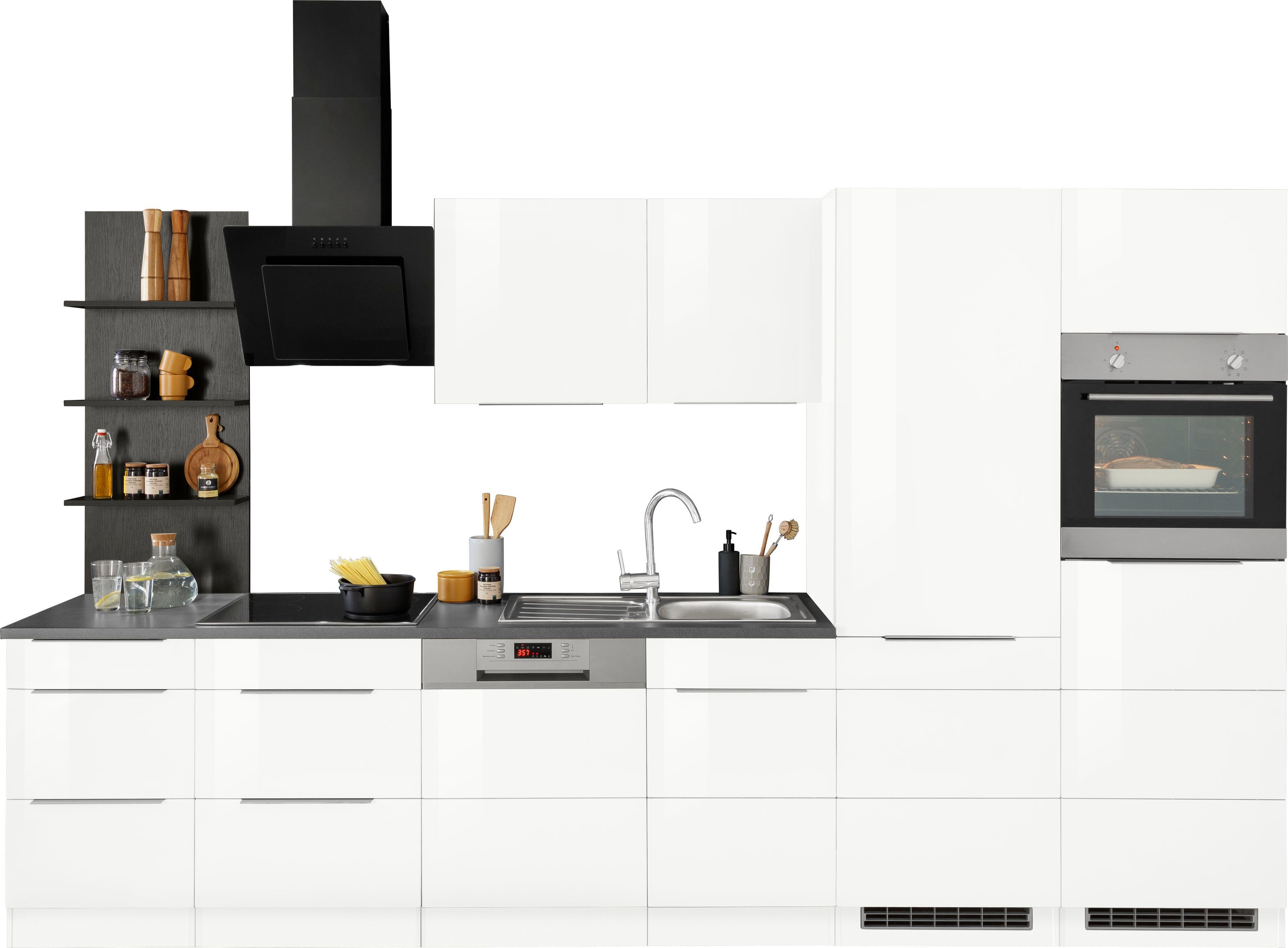 HELD MÖBEL Küchenzeile Brindisi, mit E-Geräten, Breite 340 cm