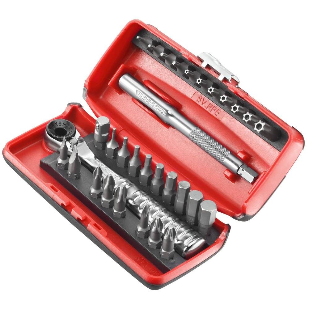 Facom Ratsche 1/4″ Bit-Knarre 31tlg, Inkl. Bit-Set