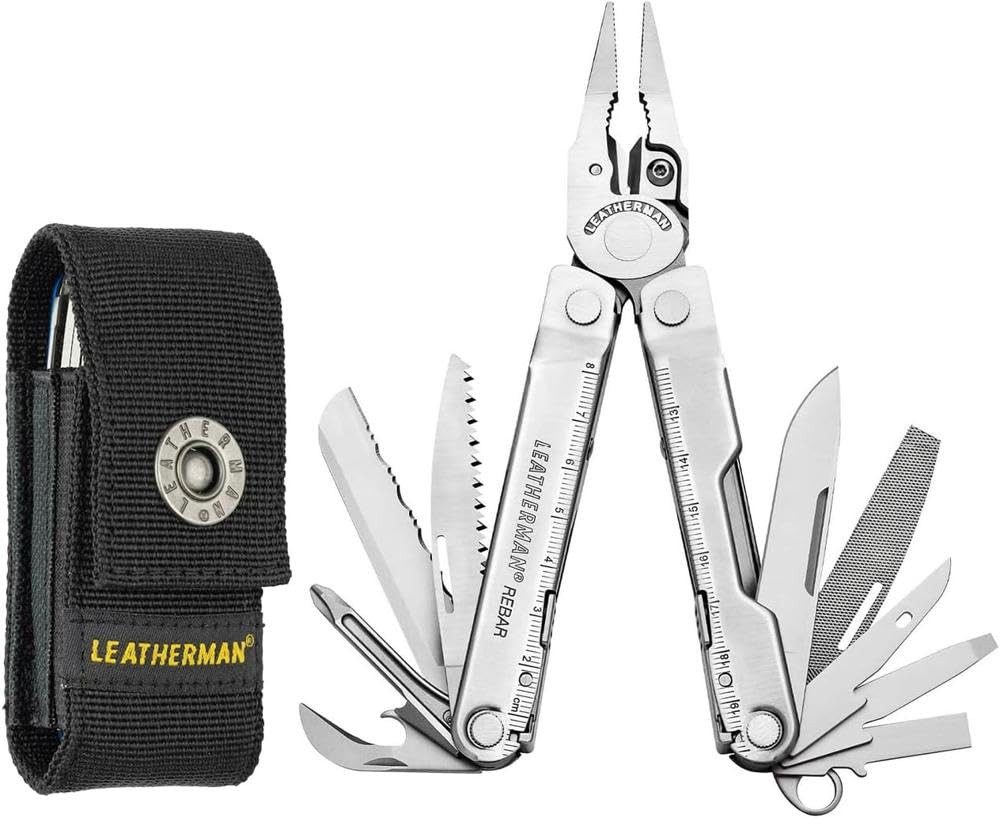 Multitool Leatherman Rebar Multi-Tool - 17 Werkzeuge - Mit Molle Holster, Silber