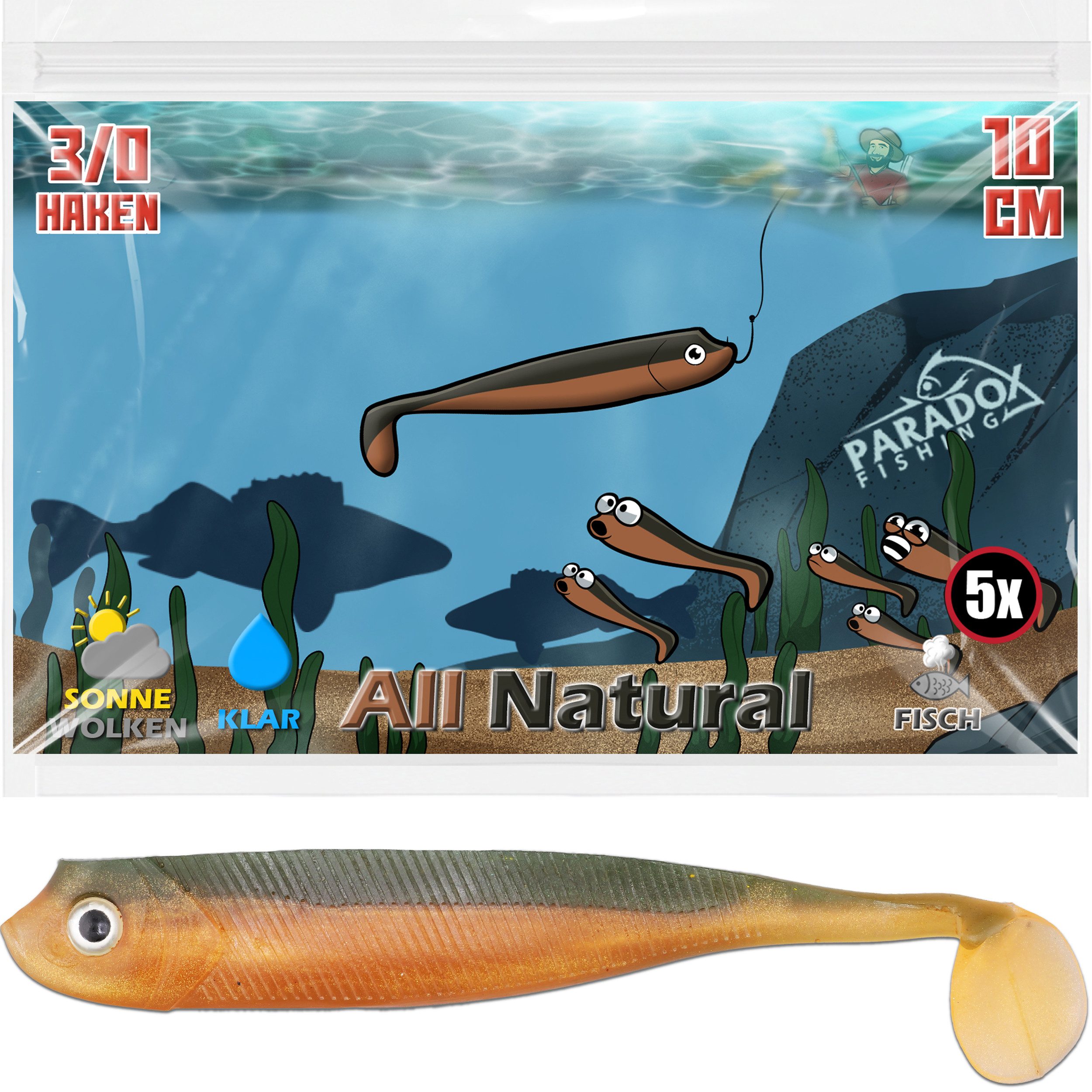 Paradox Fishing Kunstköder PX Zander Shad Gummifisch 10cm - verschiedene Farben, UV-Aktiv Fisch-Aroma