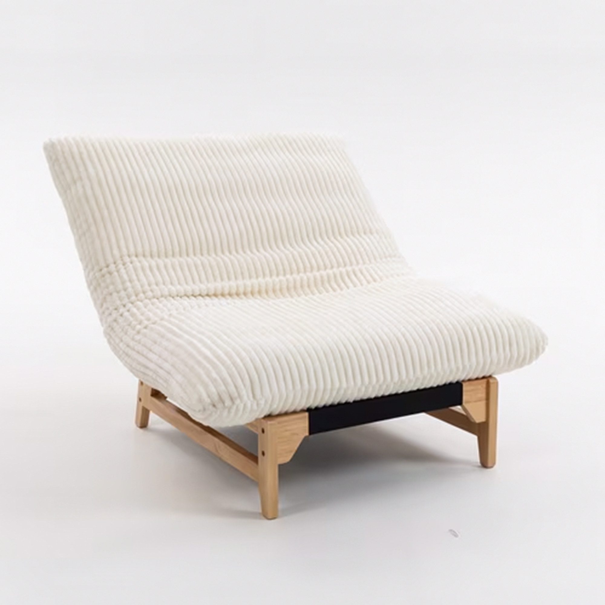 KLAM HOME Relaxsessel Loungesessel Sessel für Erwachsene Weißer Kordelstoff (Akzent-Sessel ohne Arme mit Rückenlehne Ergonomisch), Einzelsessel für Wohnzimmer Schlafzimmer Einrichtung Akzentmöbel