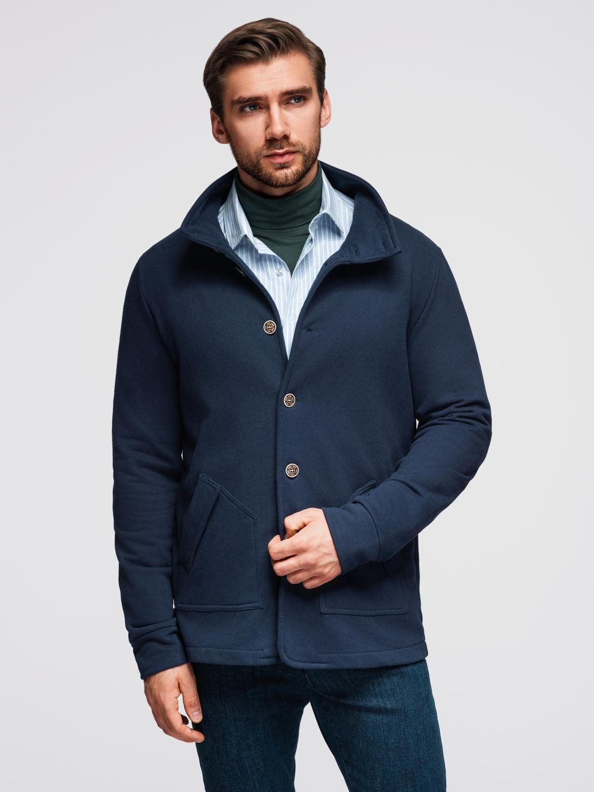 OMBRE Sweatjacke Herren-Sweatshirt mit Knopfleiste und Stehkragen günstig online kaufen