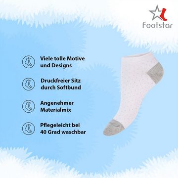 Footstar Sneakersocken süße Damen Sneaker Socken (8 Paar) Kurze Söckchen mit Muster