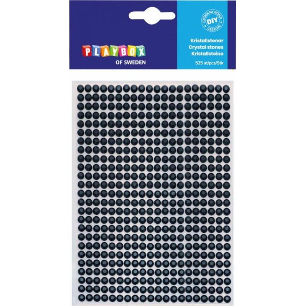 Playbox Bügelperlen Kleber Strasssteine Schwarz 525St.