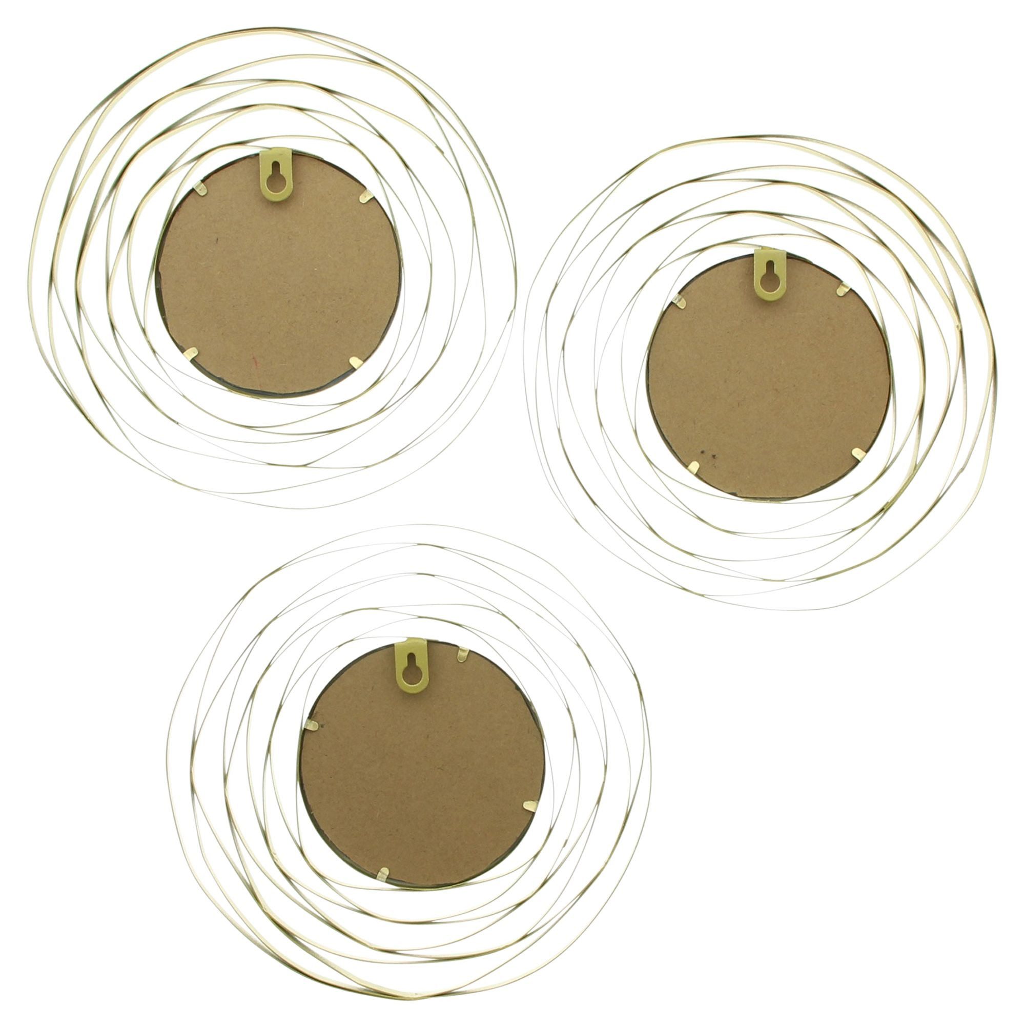 Dekoleidenschaft Dekospiegel rundes Spiegel-Set mit goldenem Metallrahmen, dekorative Wanddeko (3-St., im Set), für Wohnzimmer und Flur, modernes Design