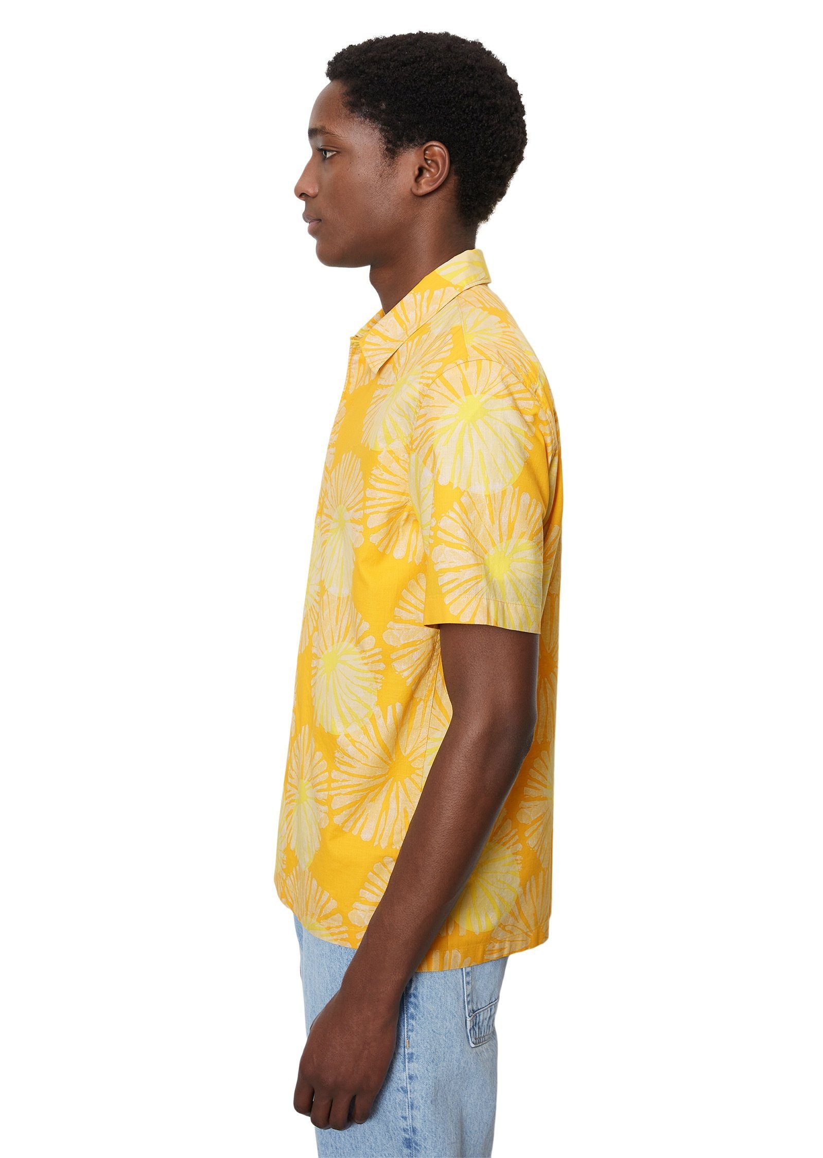 Kurzarmhemd mit Allover-Print orange Marc O'Polo sommerlichem