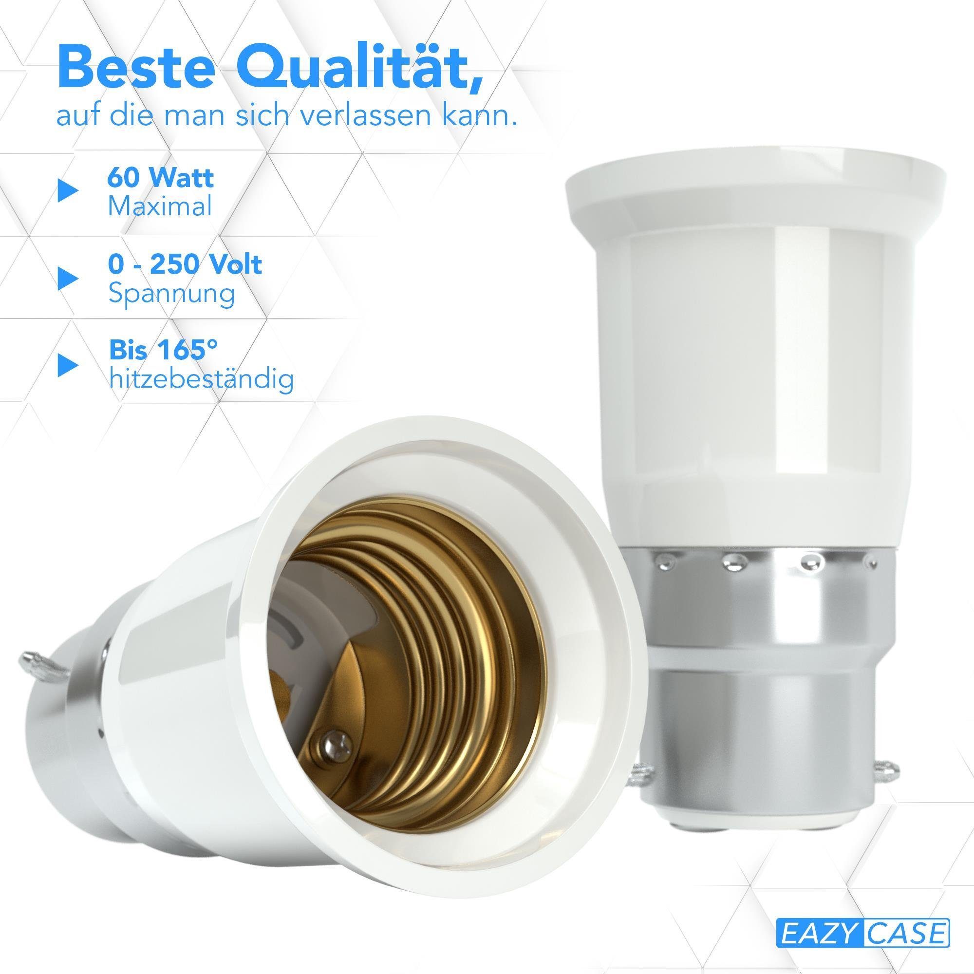 CASE Lampensockel Energiesparlampen Lampenadapter Lampenfassung (Spar-Set, 4-St), B22 LED zu Adapter E27, auf EAZY Lampen Halogen B22 E27