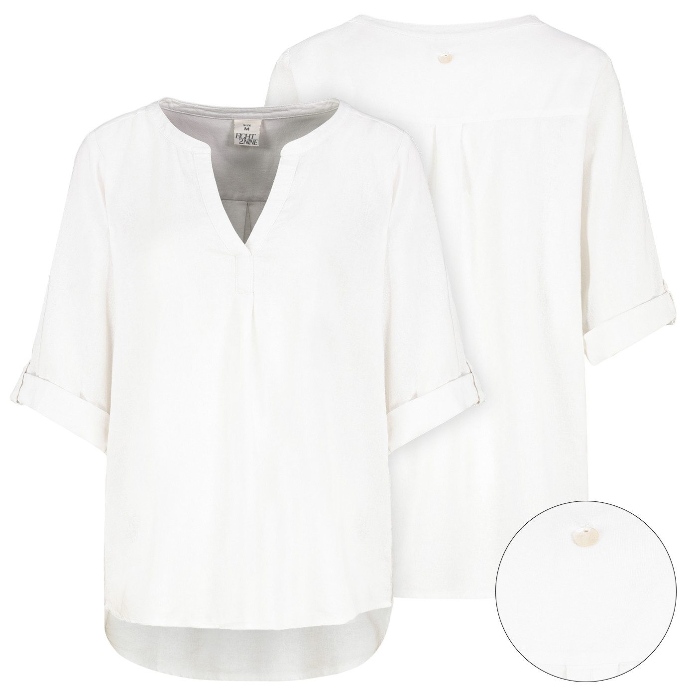 Eight2Nine Hemdbluse Eight2nine Damen Leinen Bluse atmungsaktiv Kurzarmbluse Sommer Urlaub – Bild 4 von 5