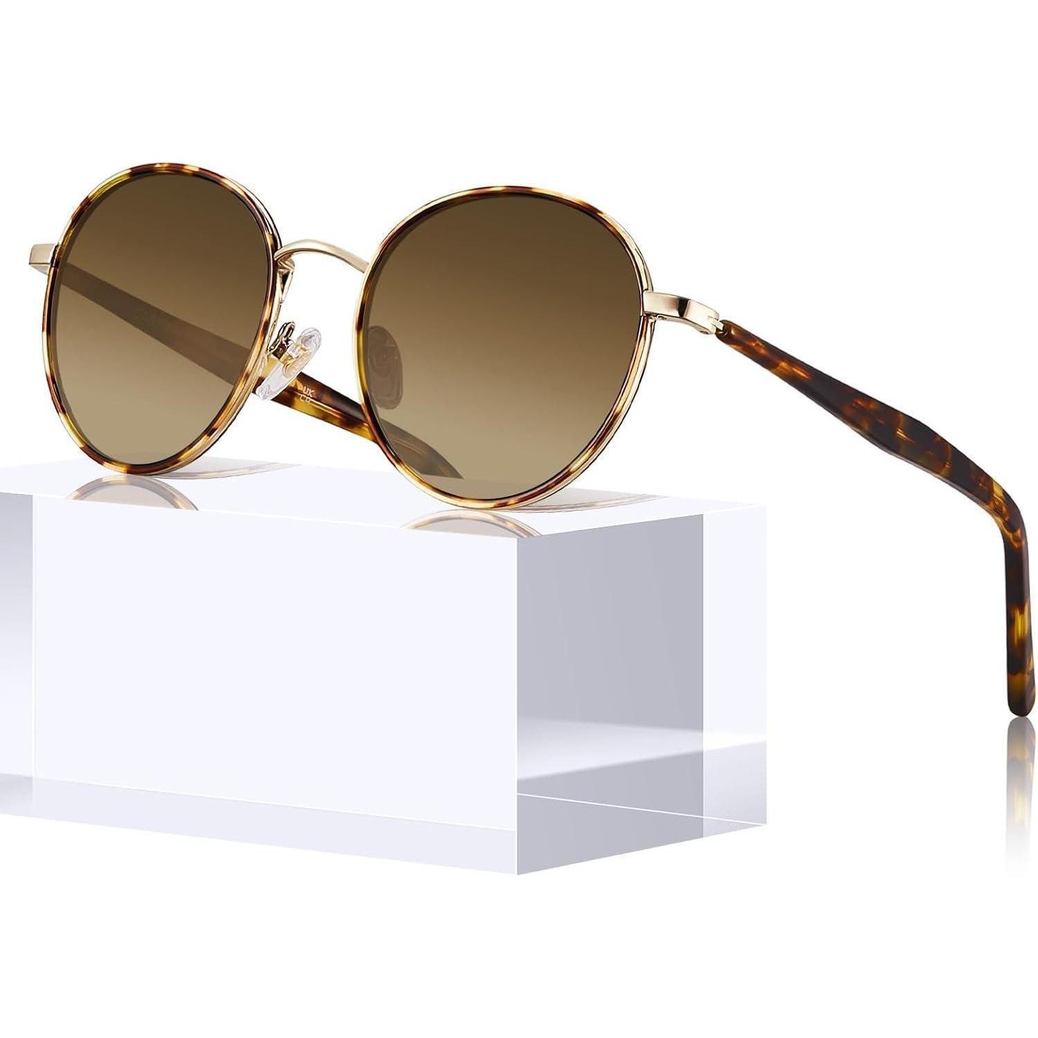 LuxusKollektion Retrosonnenbrille Sonnenbrille Damen Rund Polarisiert 100 UV Schutz Etui V3-braun (1-St)