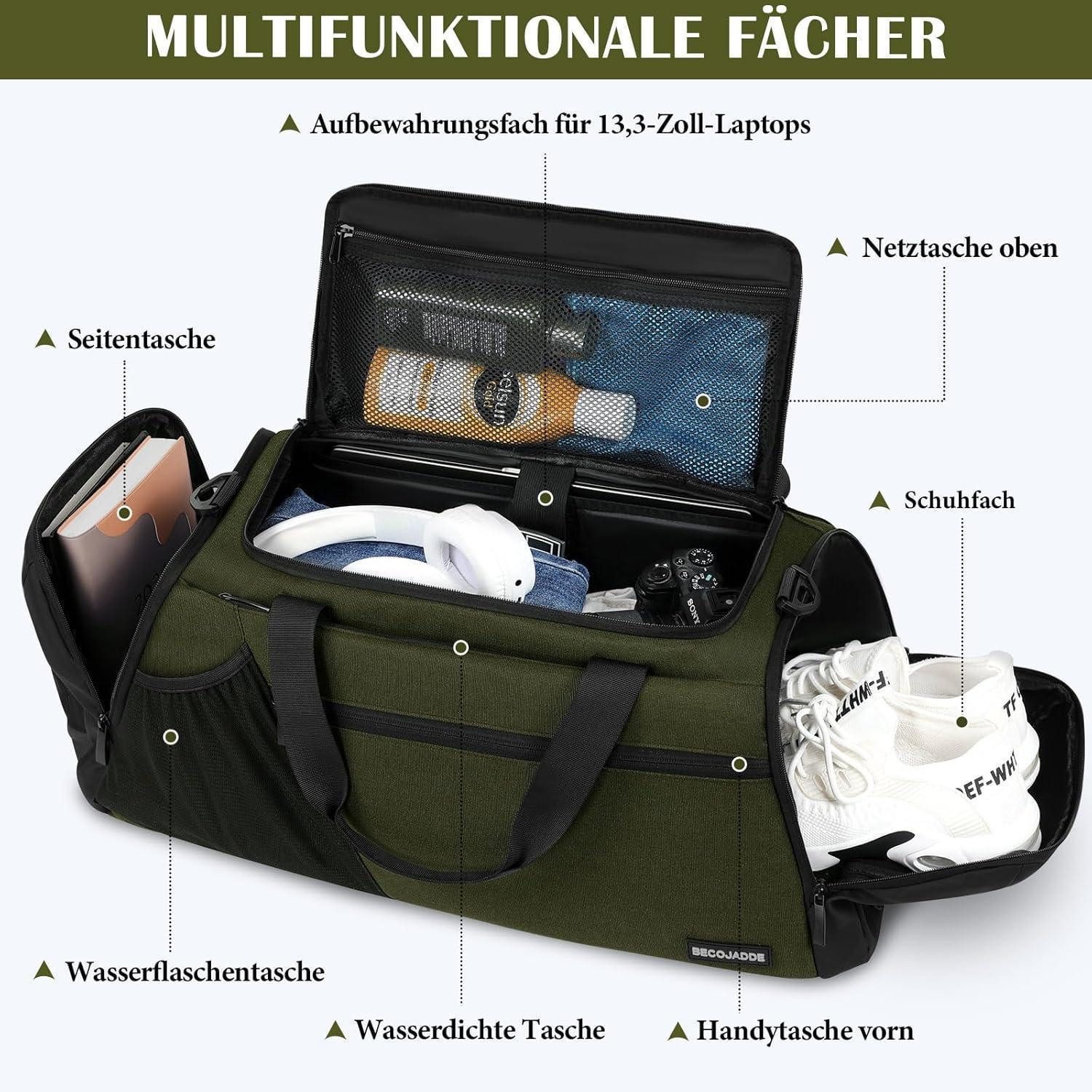 LuxusKollektion Sporttasche Sporttasche Herren 45L Groß Rucksack mit Schuhfach Nassfach