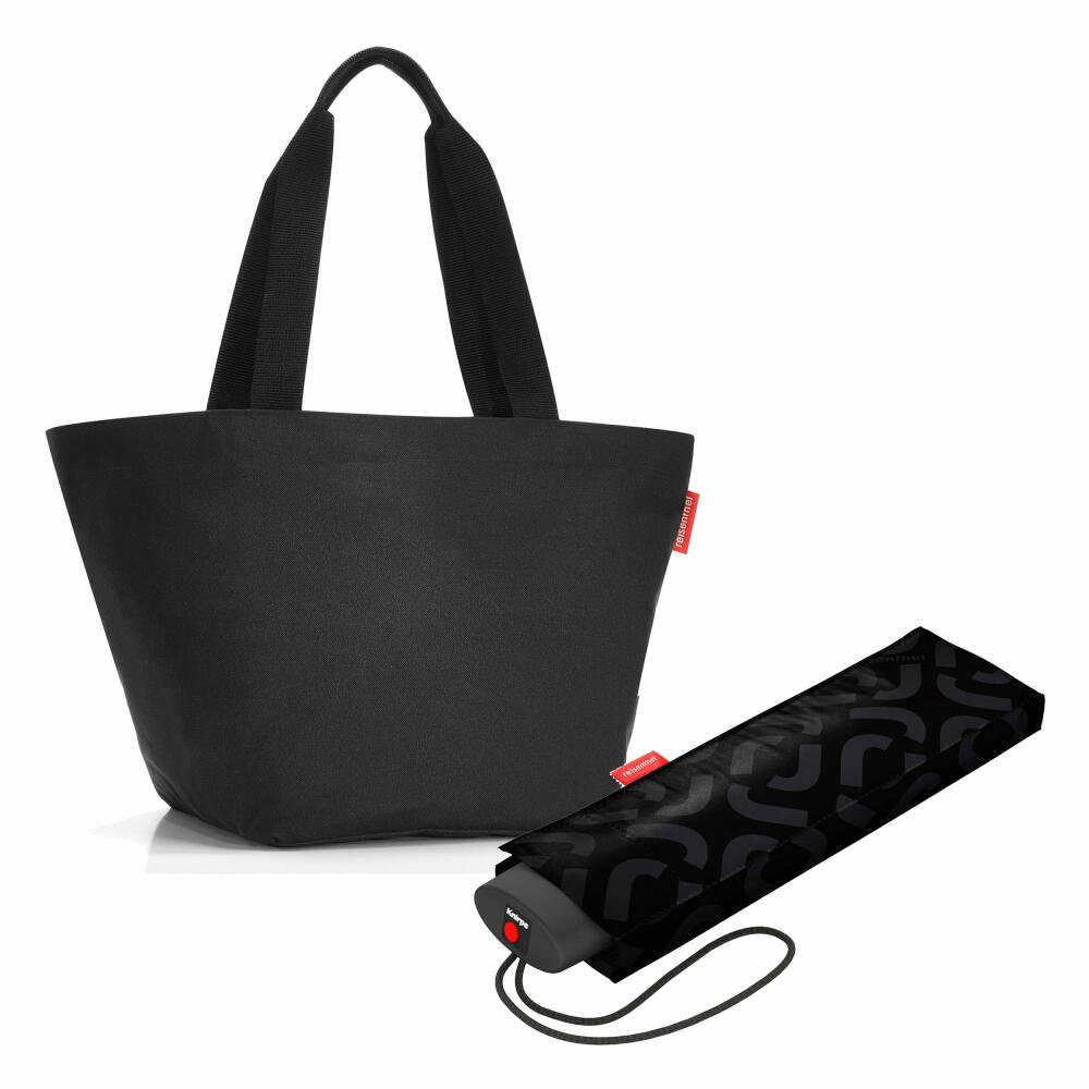 REISENTHEL® Shopper shopper M Set Black (Set, 2-tlg), mit umbrella pocket  mini, Quadratischer Boden für festen Stand