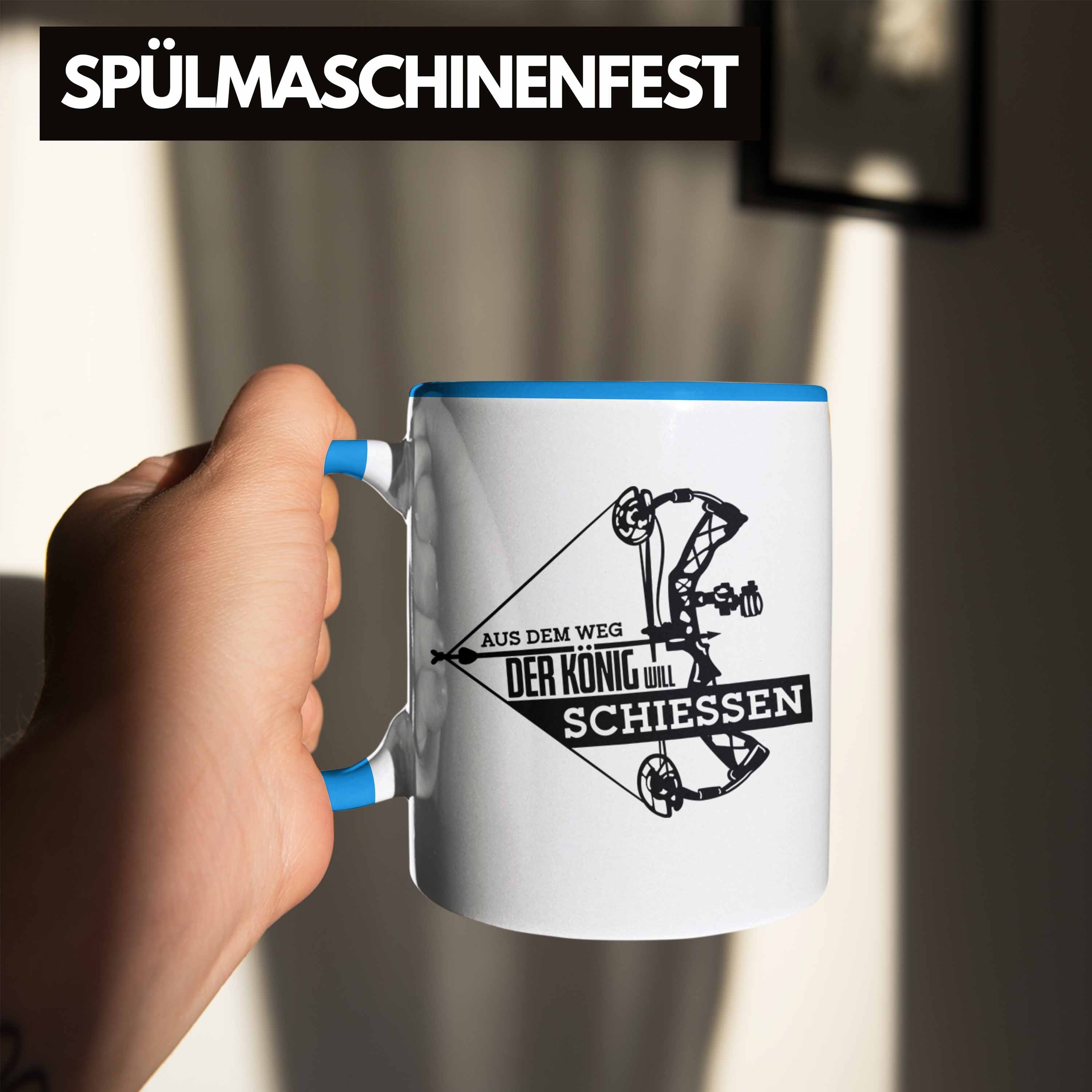 B Tasse - Pfeil und Blau Spruch Bogenschießen für Geschenk mit Trendation Tasse Bogenschütze