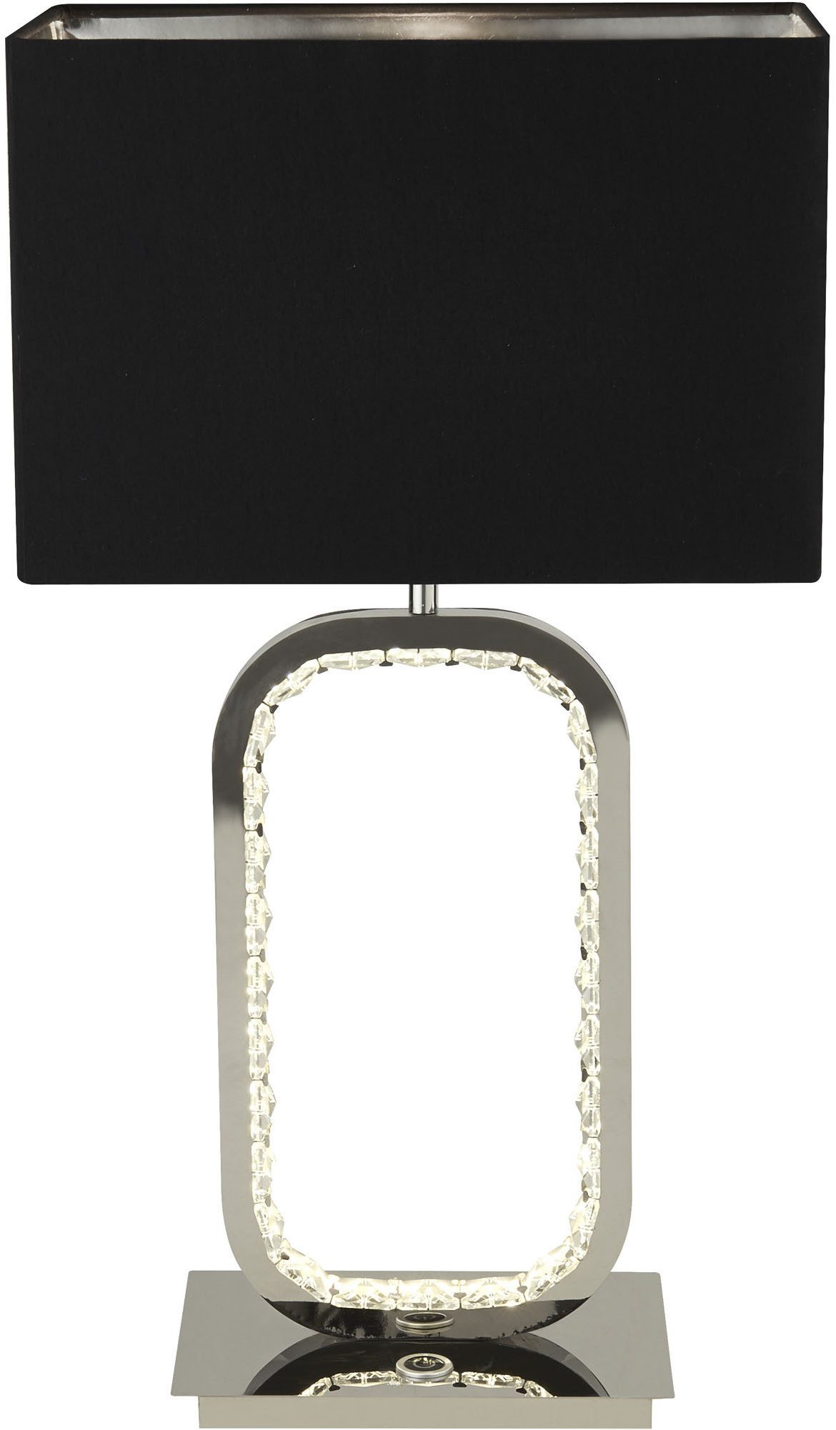 Searchlight Tischleuchte Aura Tischlampe LED-Sockel - Chrom mit Kristallglas, ohne Leuchtmittel
