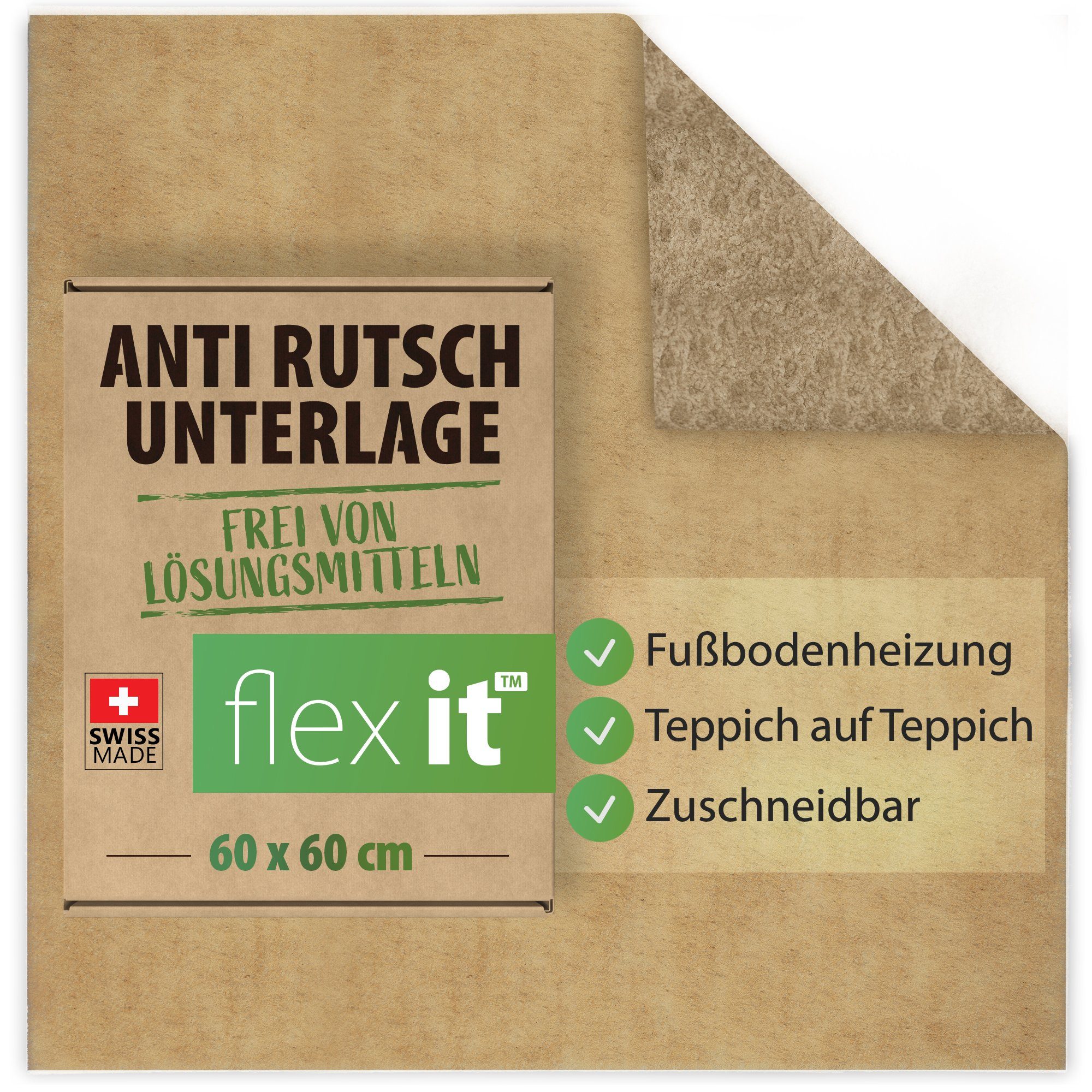 Antirutsch Teppichunterlage flex it, it™ flex für (1-St), Premium und keine Verkleben Kein Böden, Sogar Teppichunterlage, textile Rückstände Fix