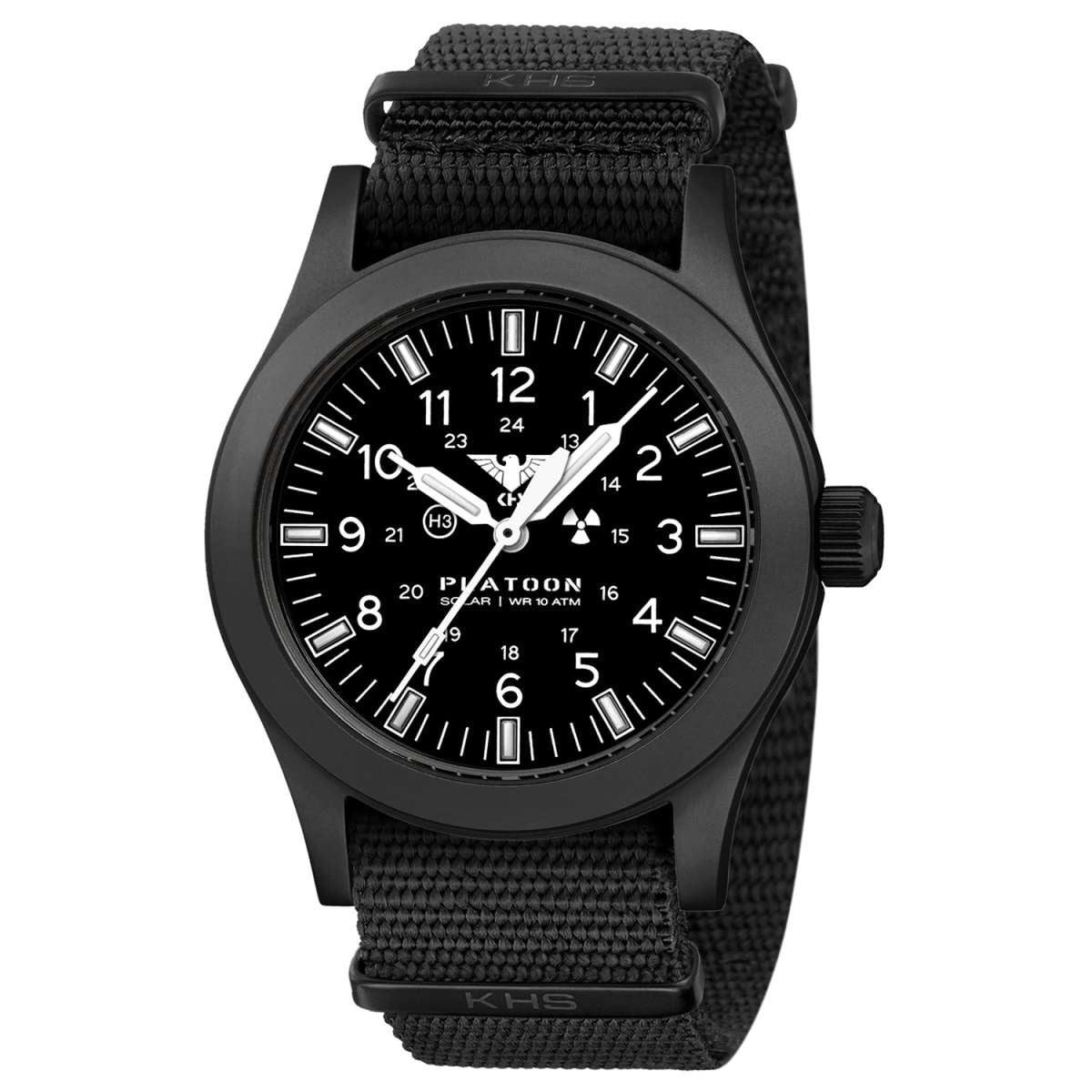 KHS Solaruhr PLABSSF.NB, Herrenuhr Platoon Solar Natoband Schwarz