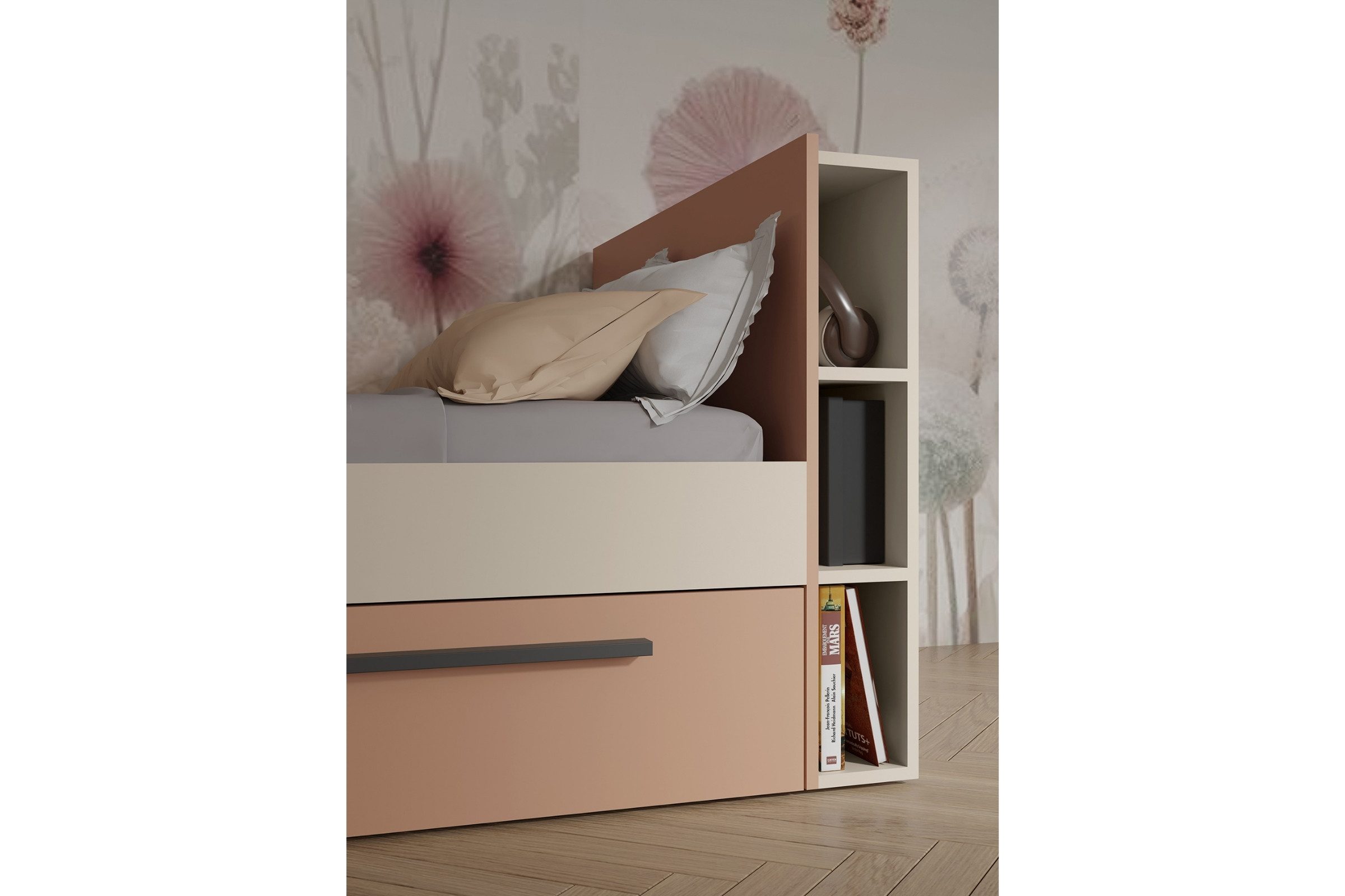 Deine Möbel 24 Schreibtisch LIMA 10, 125 cm breit, mit 2 Schubladen, Stauraumfach (LIMA-Kollektion, 1-St., ideal für Kinderzimmer & Jugendzimmer), Push-to-Open, Jugendzimmer-Schreibtisch
