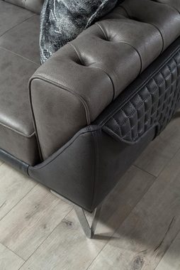 JVmoebel 3-Sitzer Holz Leder Sofa 3 Sitzer Couch Holz Möbel Sofas Couch Imitation 240cm