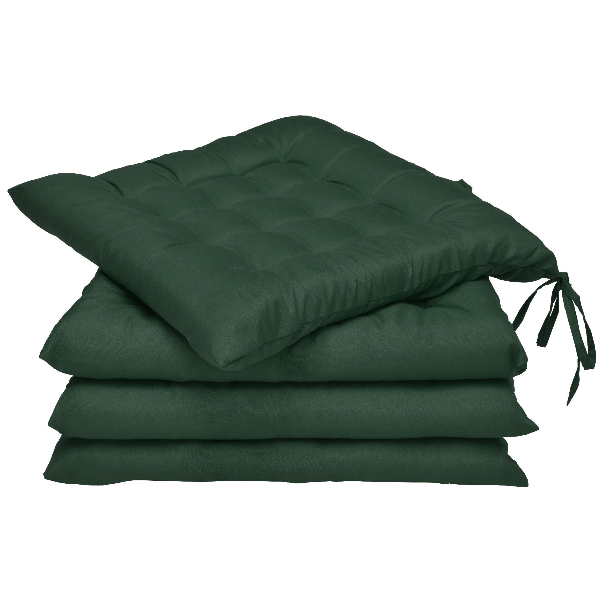 Beautissu Stuhlkissen 4er Set Stuhlkissen 40x40 mit Bändern Lea, Dunkelgrün günstig online kaufen