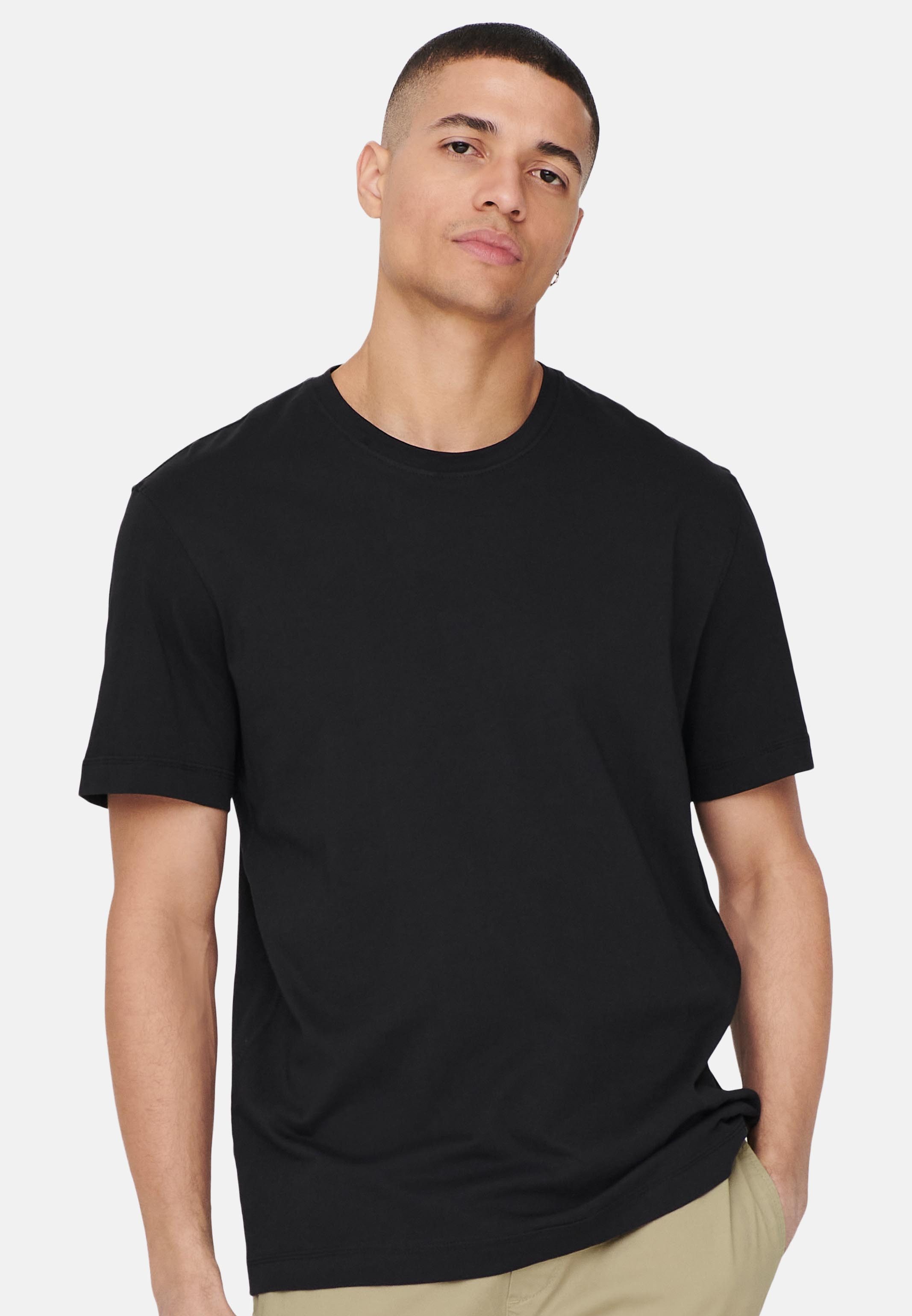 ONLY & SONS T-Shirt 3er Pack MAX (Spar-Set, 3-tlg) T-Shirt - Baumwolle - Atmungsaktiv - Vielseitiges Basic