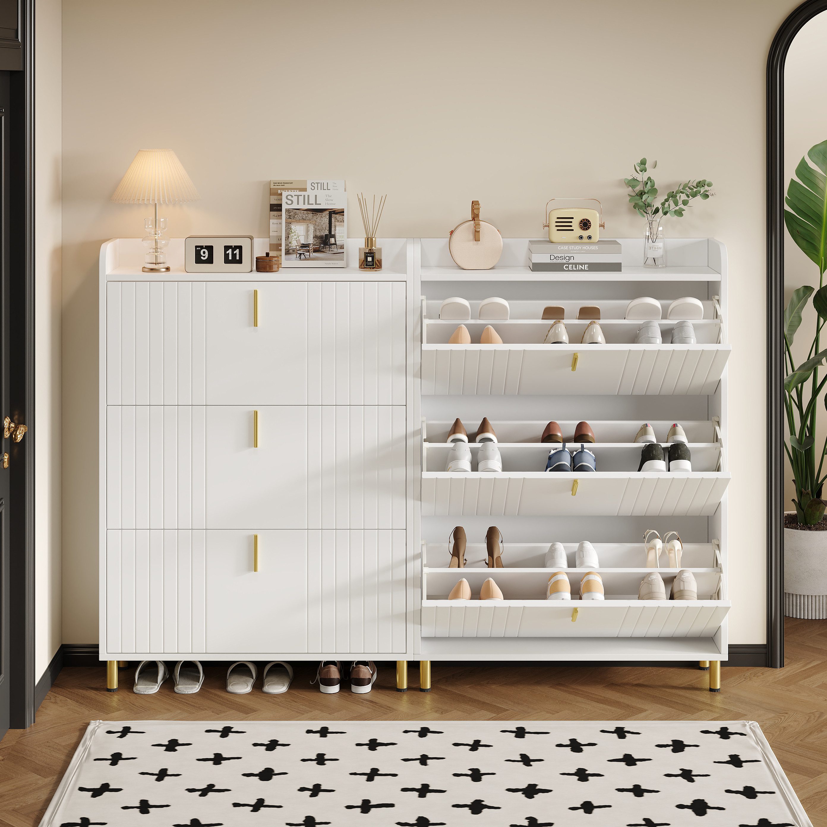 OKWISH Schuhschrank Schuhregal Schuhkipper Schmal (Schuhkommode, günstig online kaufen