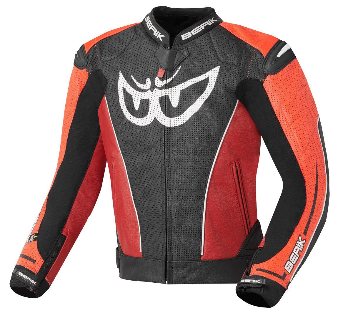 Berik Motorradjacke Street Motorrad Lederjacke Black/Red