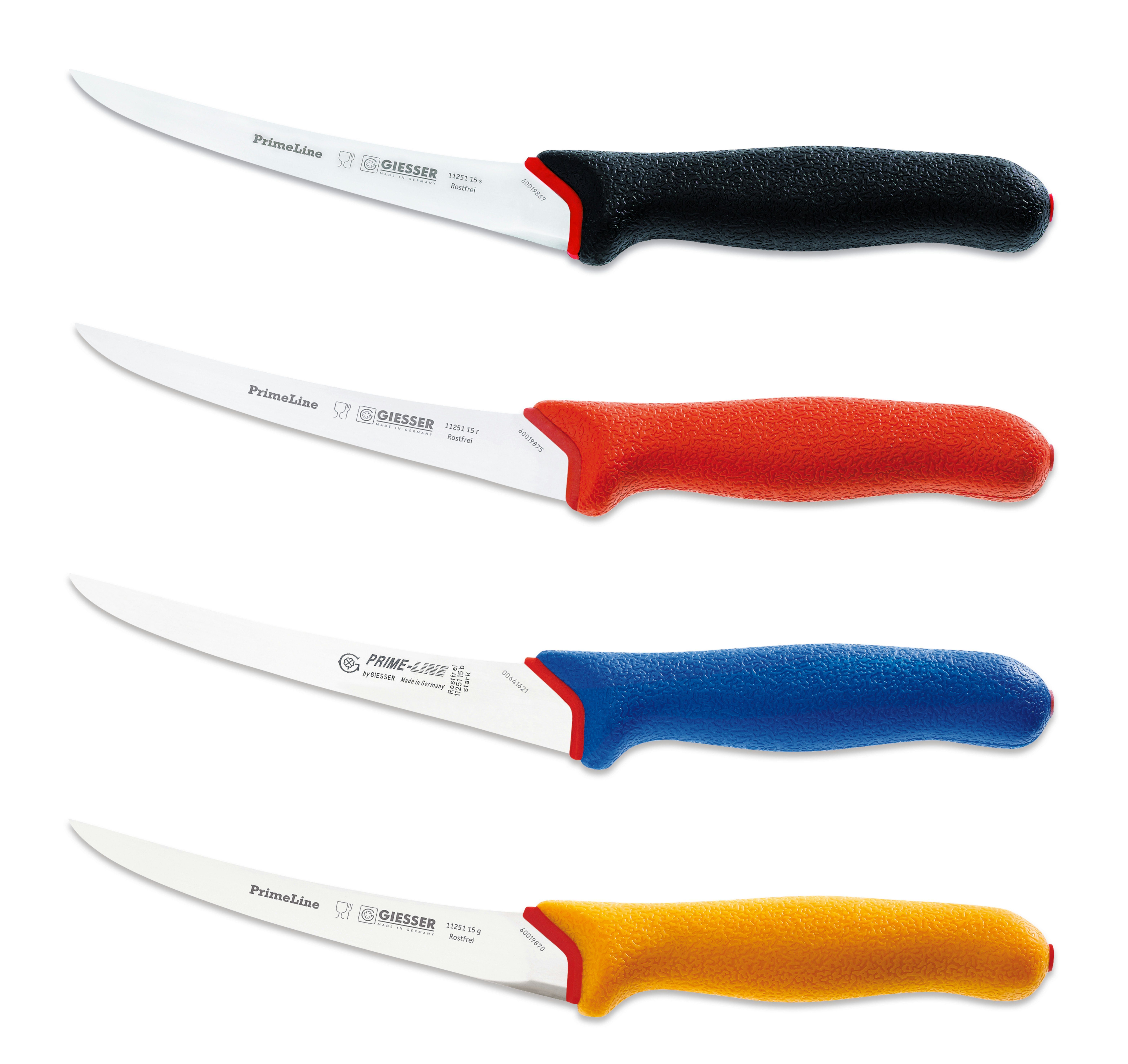 Giesser Fleischermesser 11250 rot rutschfest, weicher 13/15, PrimeLine, Ausbeinmesser Griff Messer