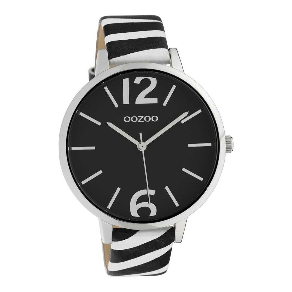 OOZOO Quarzuhr Damenuhr C10214 Schwarz Lederband Animal Print 43 mm C10214 günstig online kaufen
